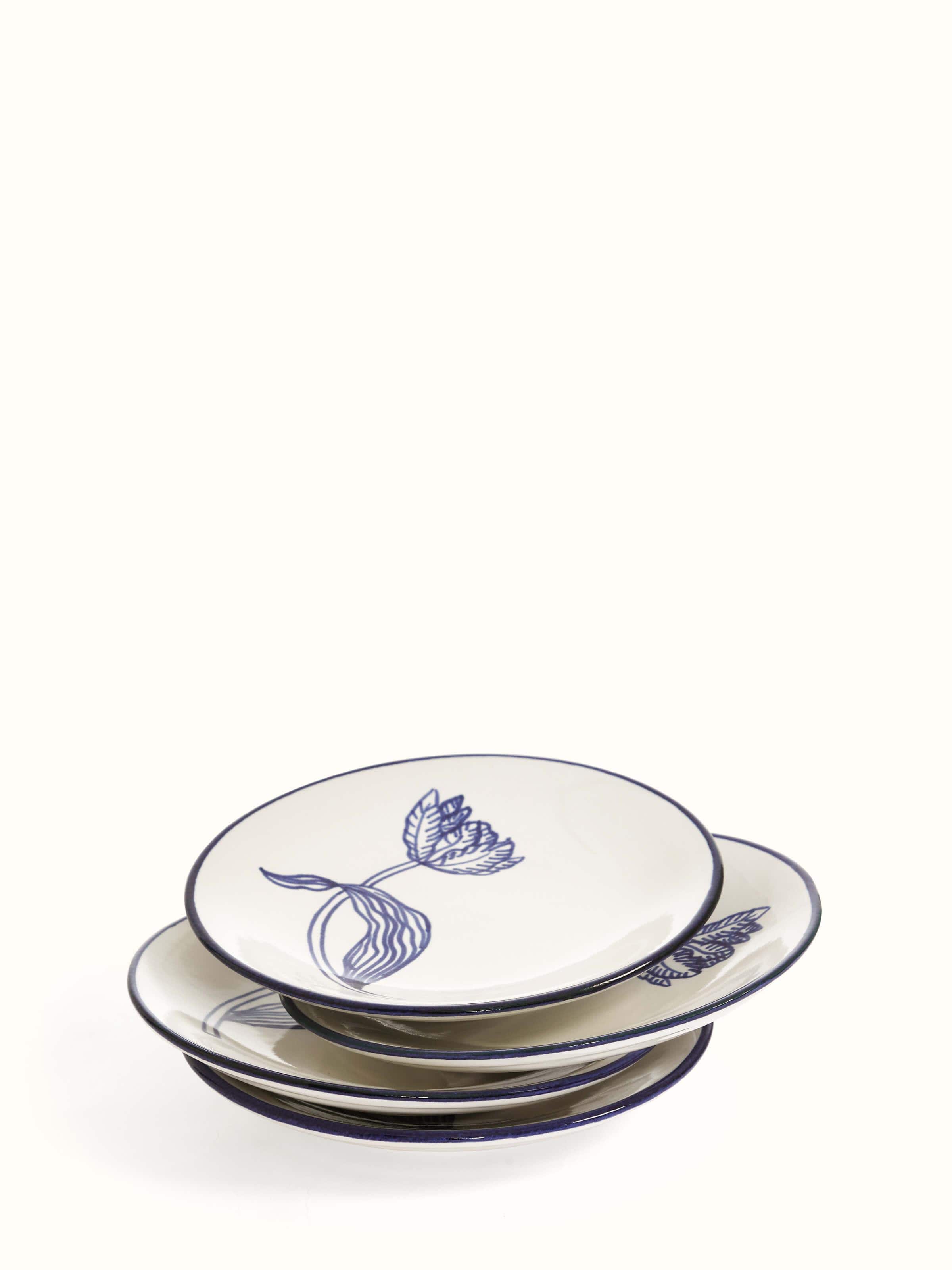 Front view of Khurja pottery ceramic salad plates (4 pcs)
