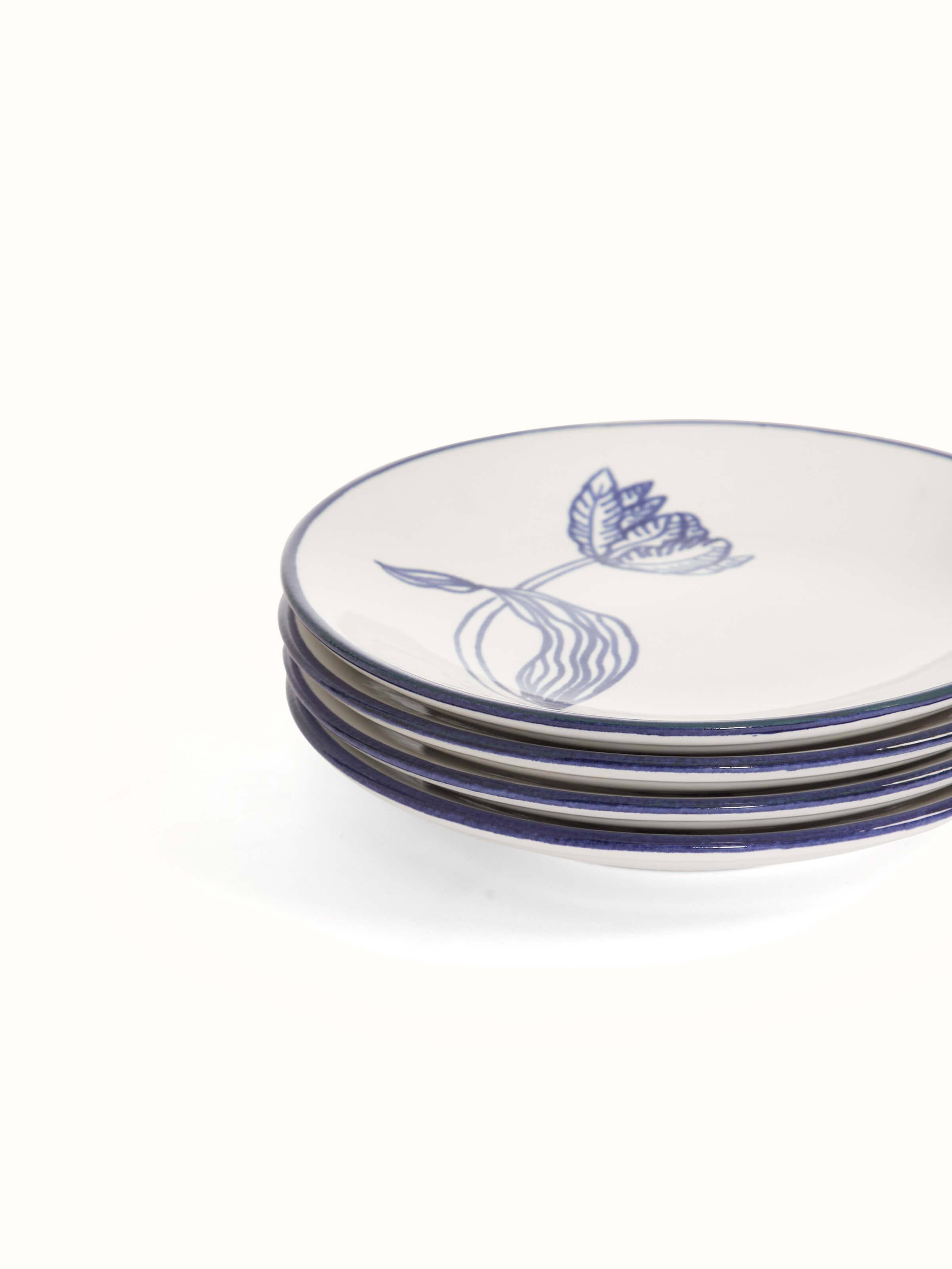 Close-up view of Khurja pottery ceramic salad plates (4 pcs)