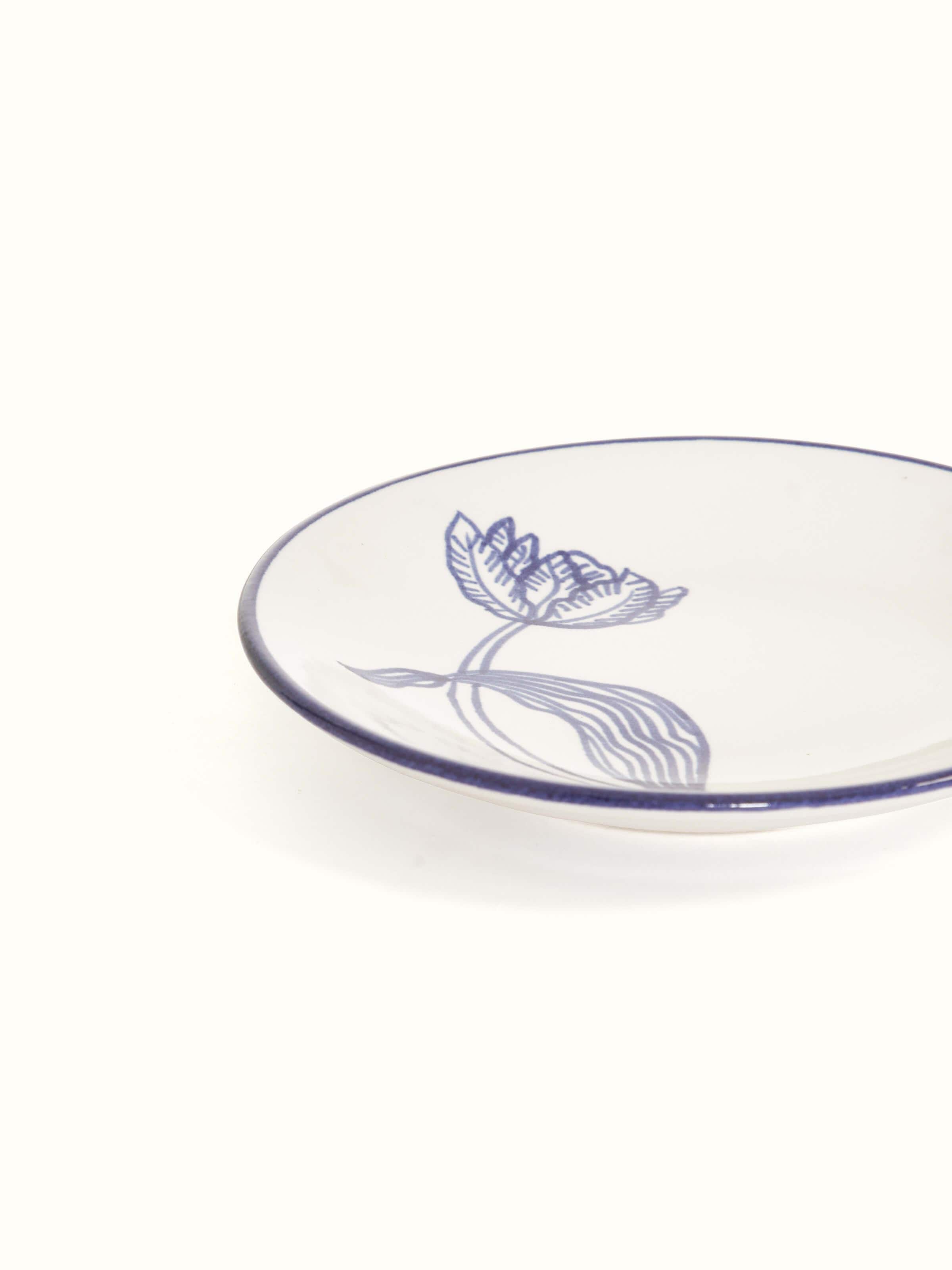 Angle view of Khurja pottery ceramic salad plates (4 pcs)