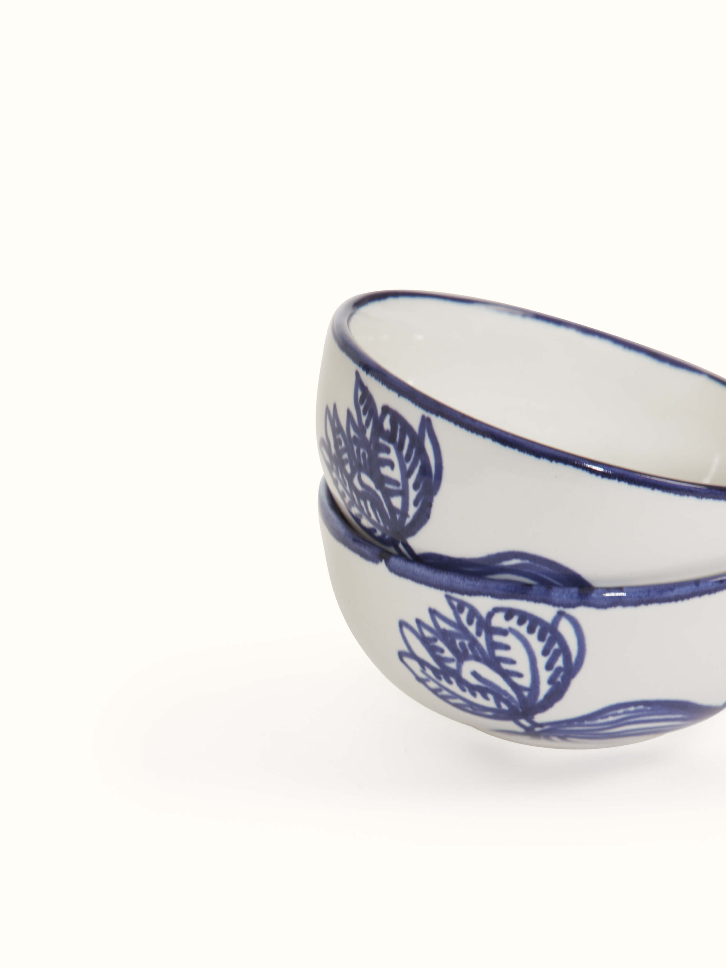 Detailed view of Studio Pottery Ceramic Dinner Bowls in Indigo & White (4 pcs) showing texture.