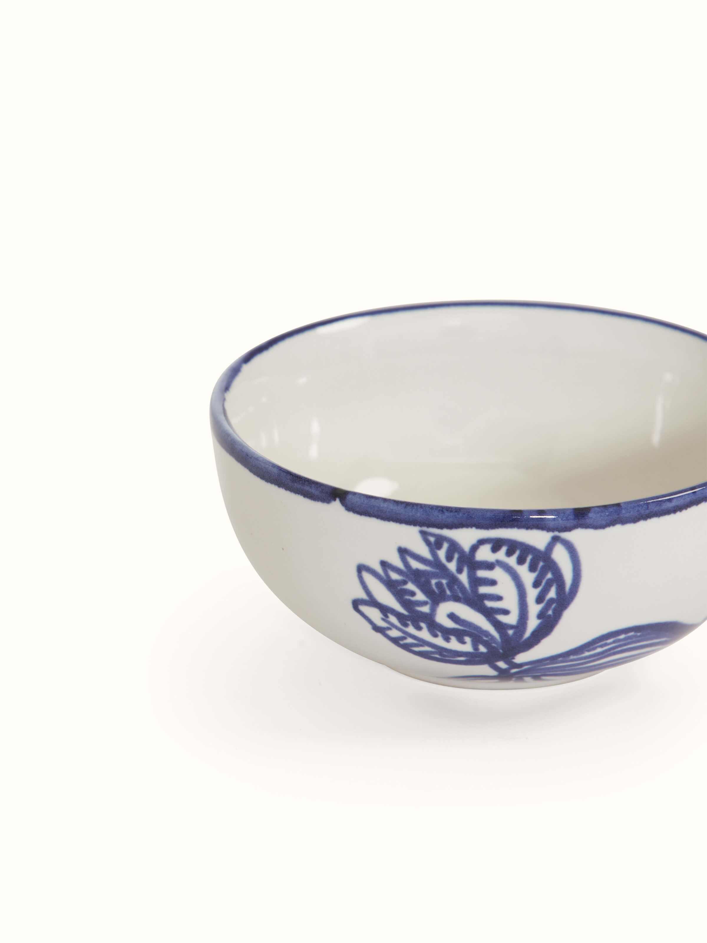 Close-up view of Studio Pottery Ceramic Dinner Bowls in Indigo & White (4 pcs) highlighting finish.