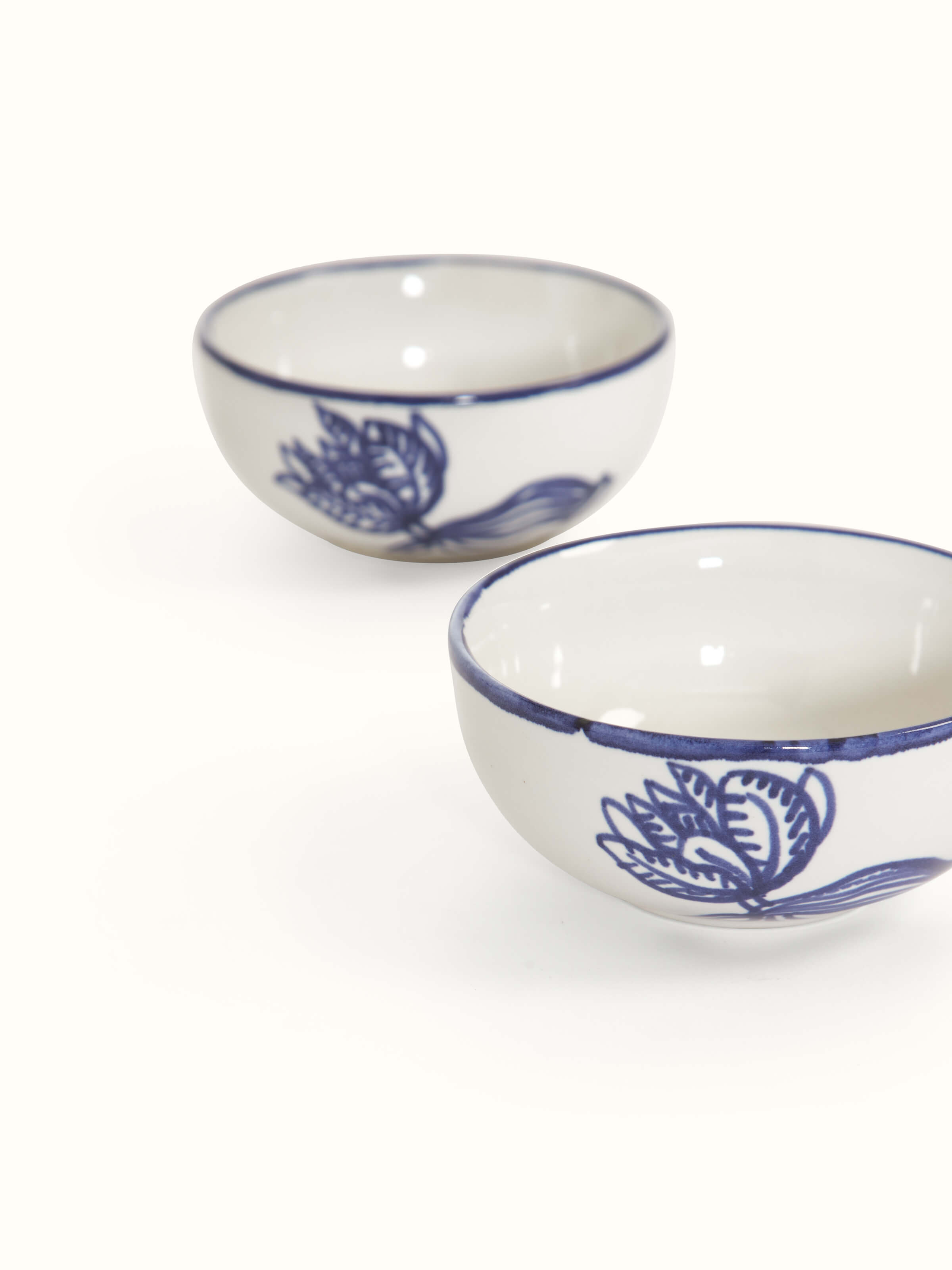 Top view of Studio Pottery Ceramic Dinner Bowls in Indigo & White (4 pcs) showing full set.