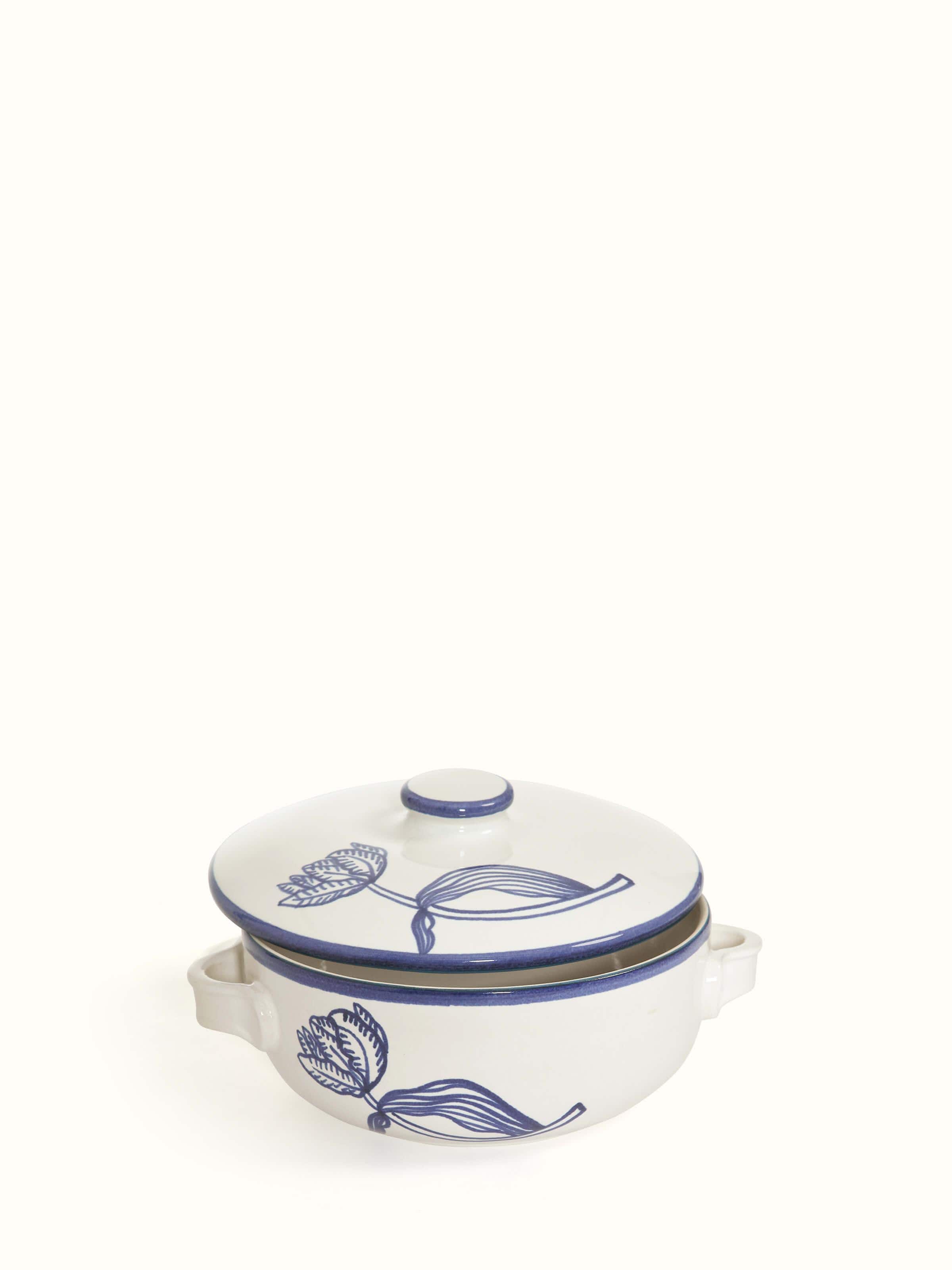 Detailed close-up of Khurja Pottery Ceramic Roti Box, emphasizing the decorative elements and craftsmanship