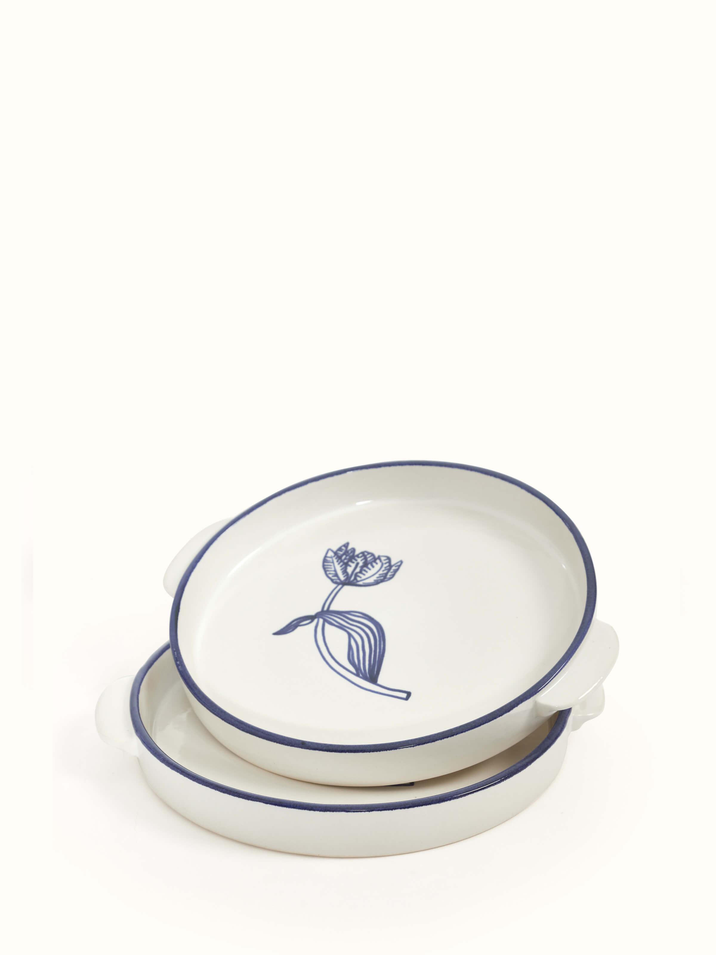 Detailed view of Khurja Pottery Ceramic Serving Trays showcasing fine craftsmanship and vibrant colors.