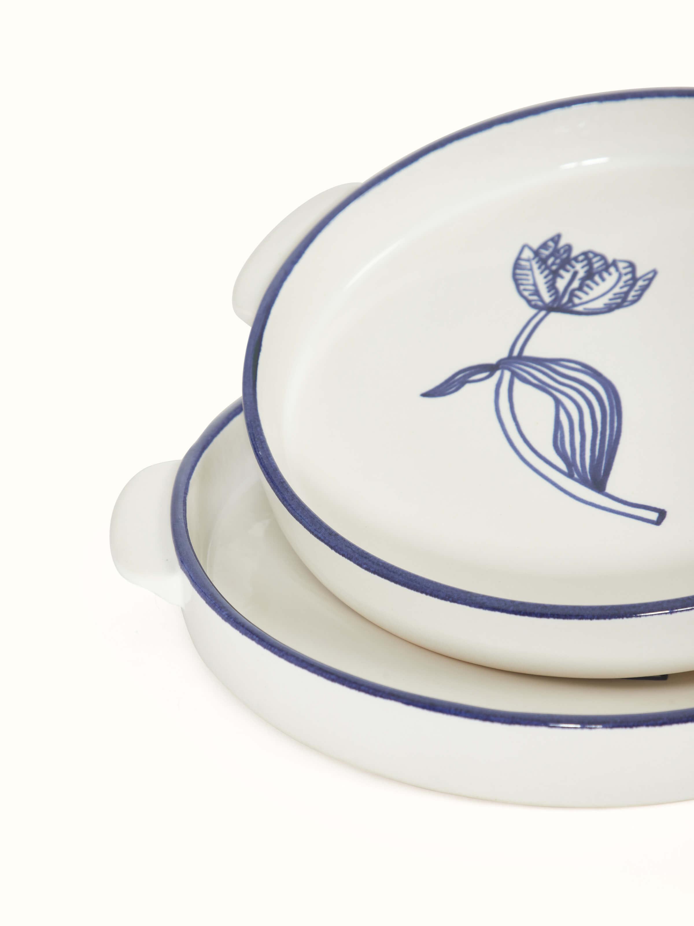 Side view of Khurja Pottery Ceramic Serving Trays highlighting traditional design and colors.