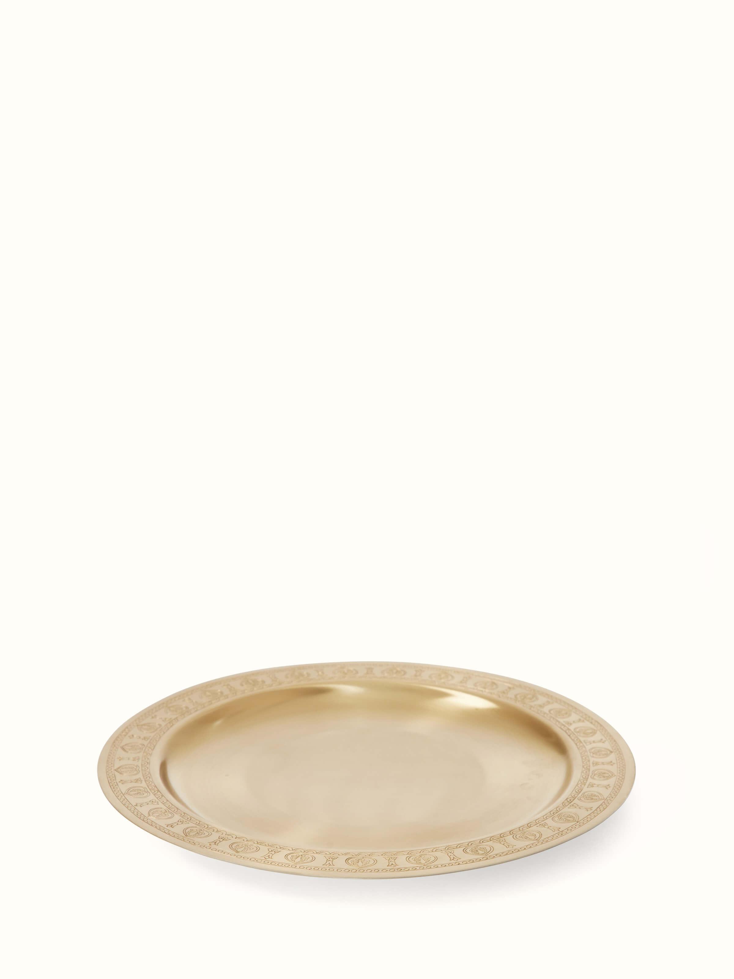 Front view of Brass dinner plates (2 pcs) highlighting their polished finish and elegant design
