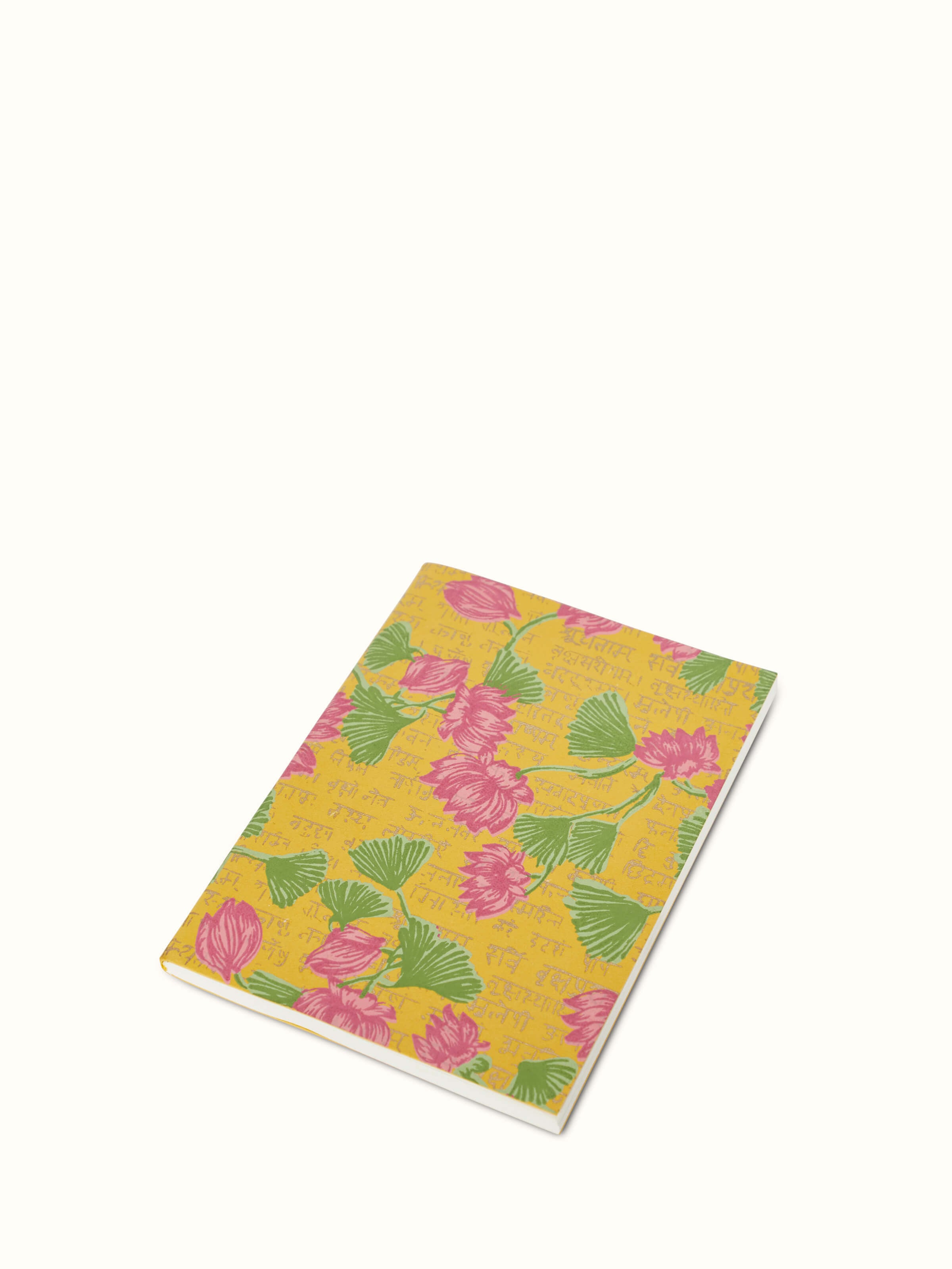 Top view of Handmade Paper Softbound Notebooks in yellow (2 pcs), showing the cover and paper alignment