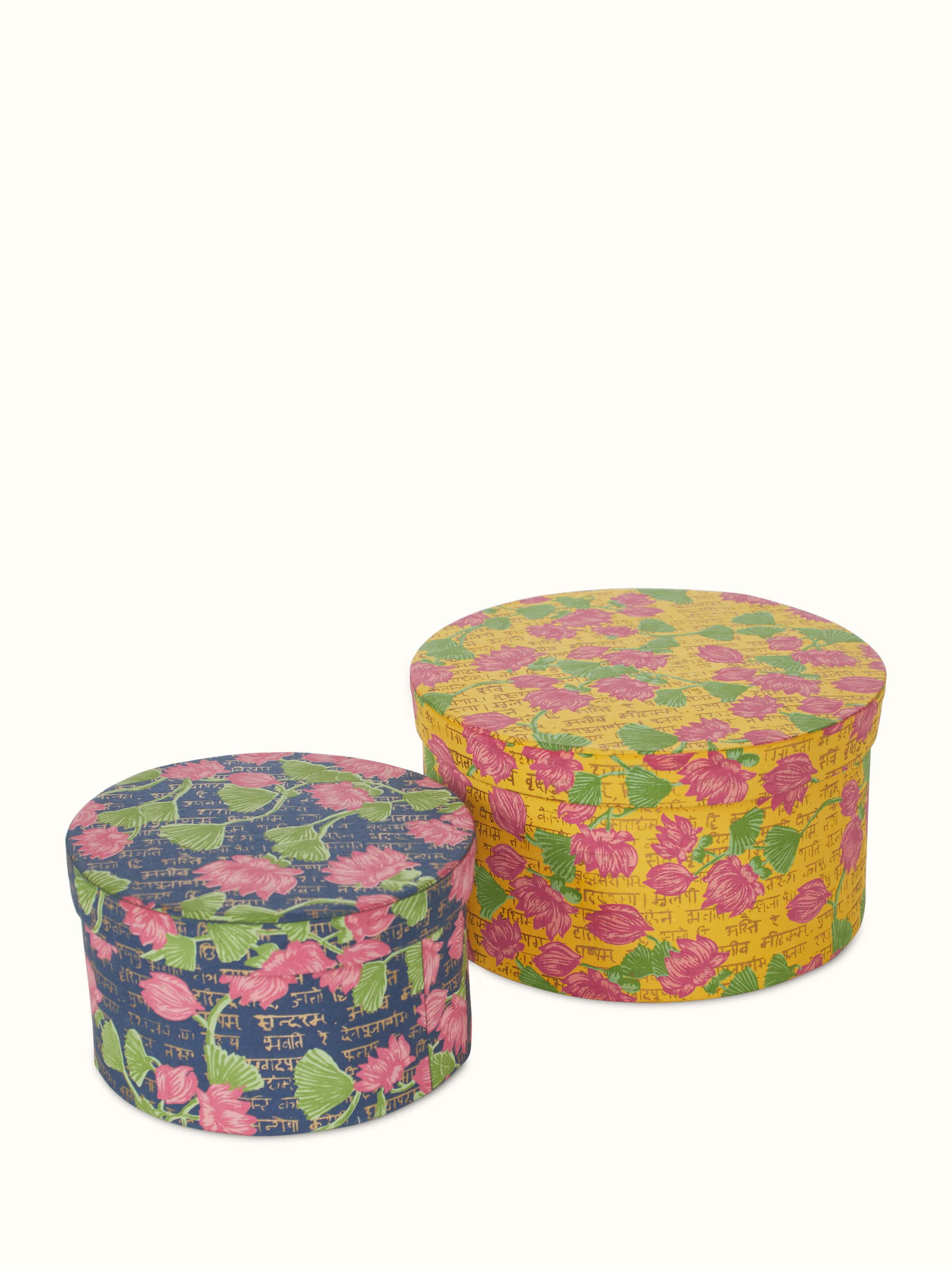 Front view of Handmade Paper Stationery Boxes Yellow (2 pcs)