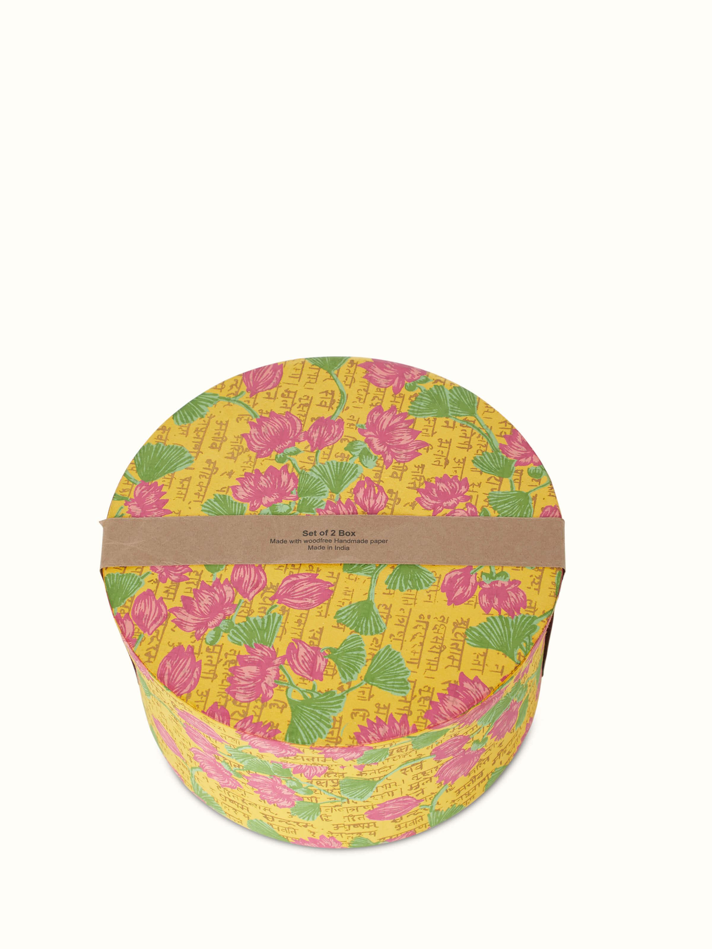 Handmade Paper Stationery Boxes Yellow (2 pcs) from another angle highlighting craftsmanship
