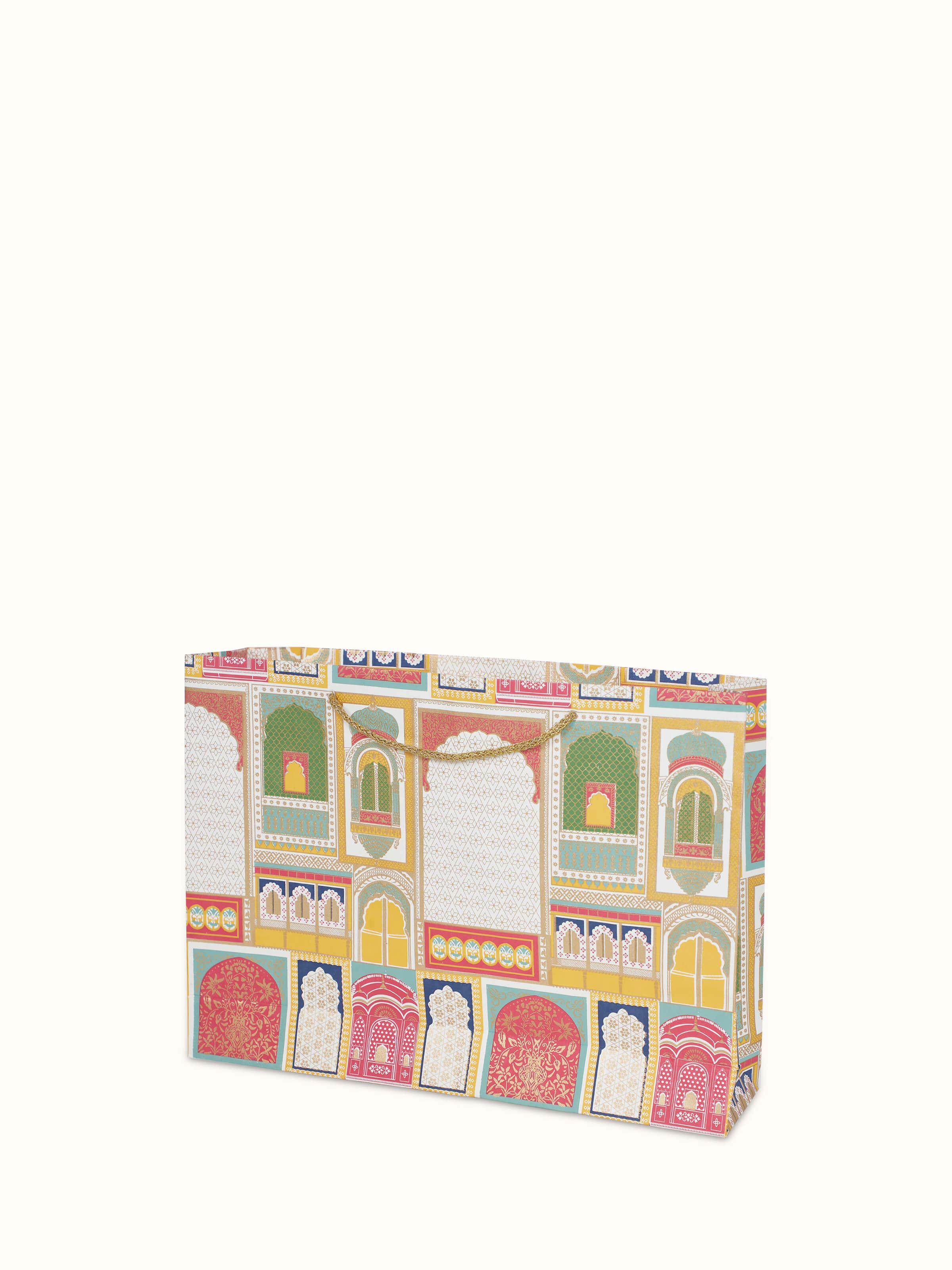 Full view of Handmade paper gift bags white (3 pcs) showcasing their complete design.