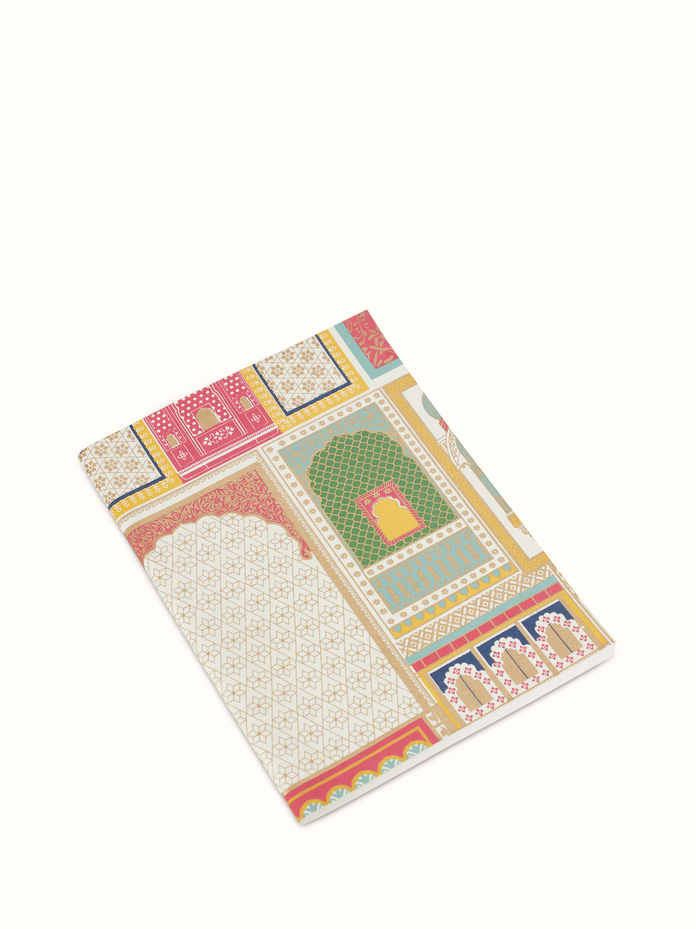 Angle view of handmade paper soft bound notebooks in white, set of 2, highlighting the clean design