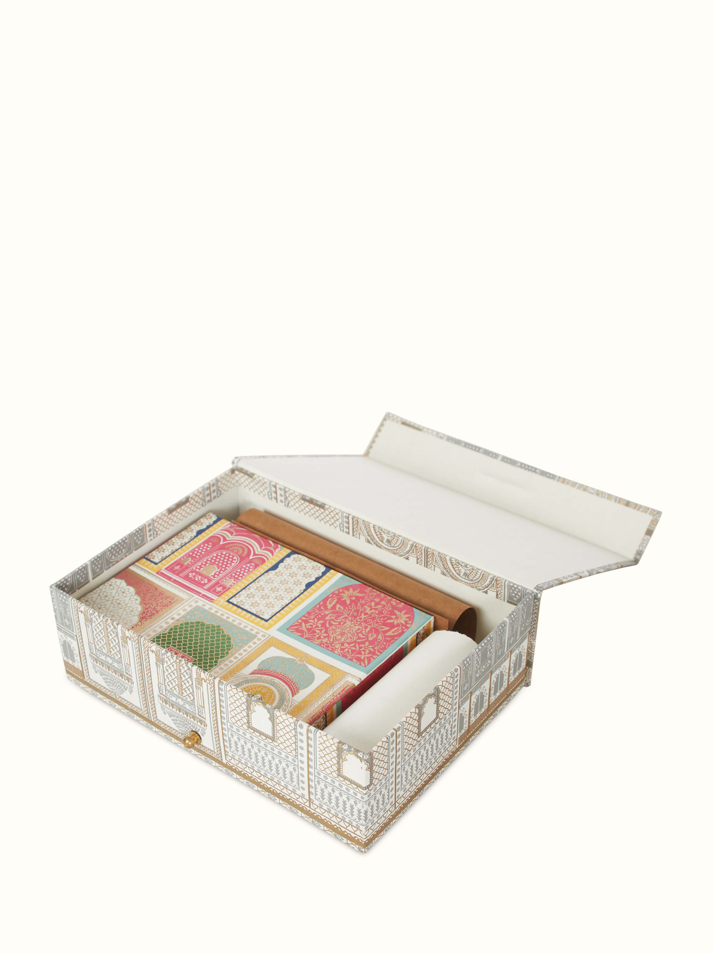 Detailed view of Handmade paper stationery boxes in white, emphasizing texture and finish.