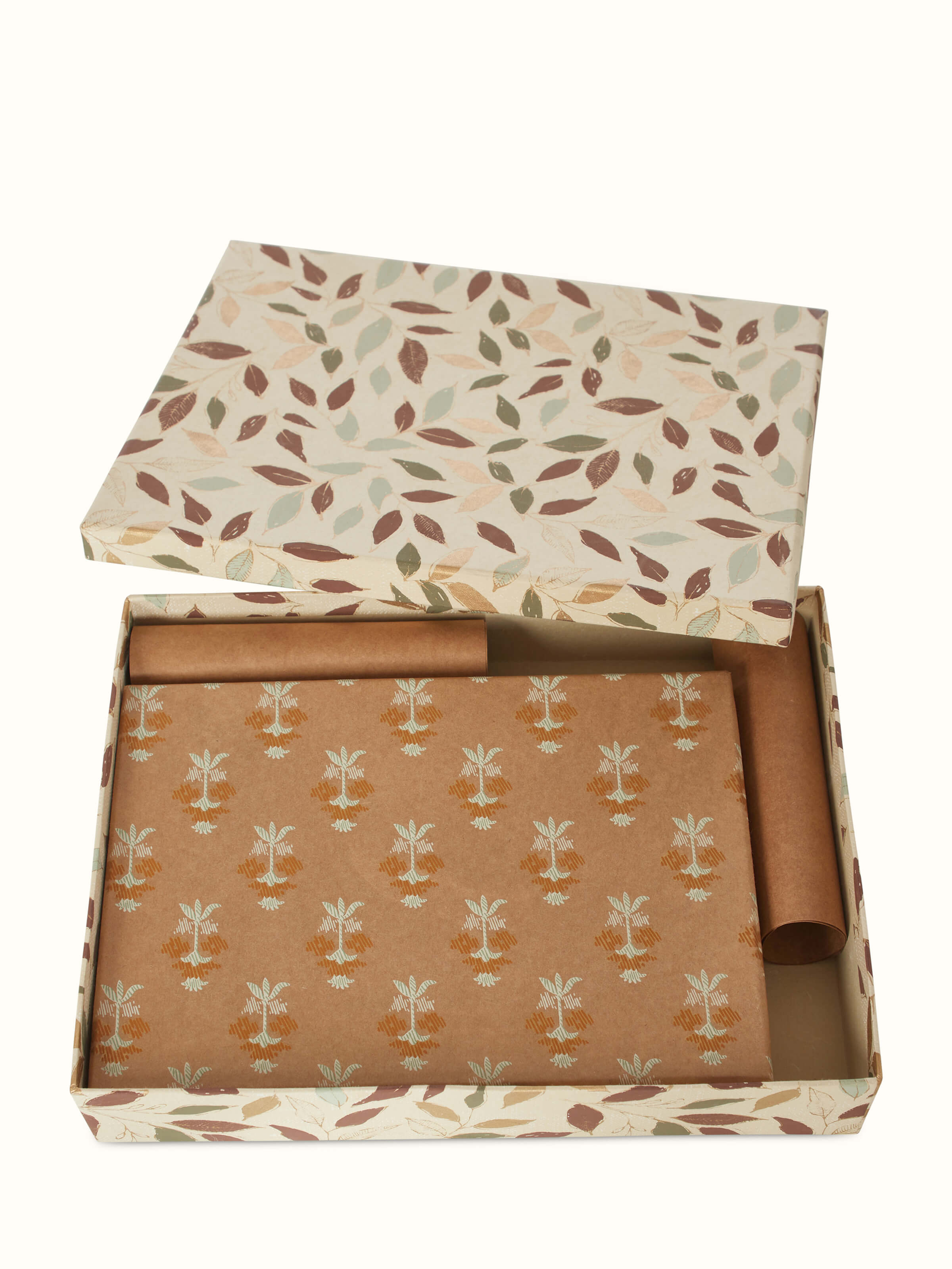 Close-up view of Handmade Paper Saree & Stole Boxes in brown, highlighting the intricate design and texture of the paper.