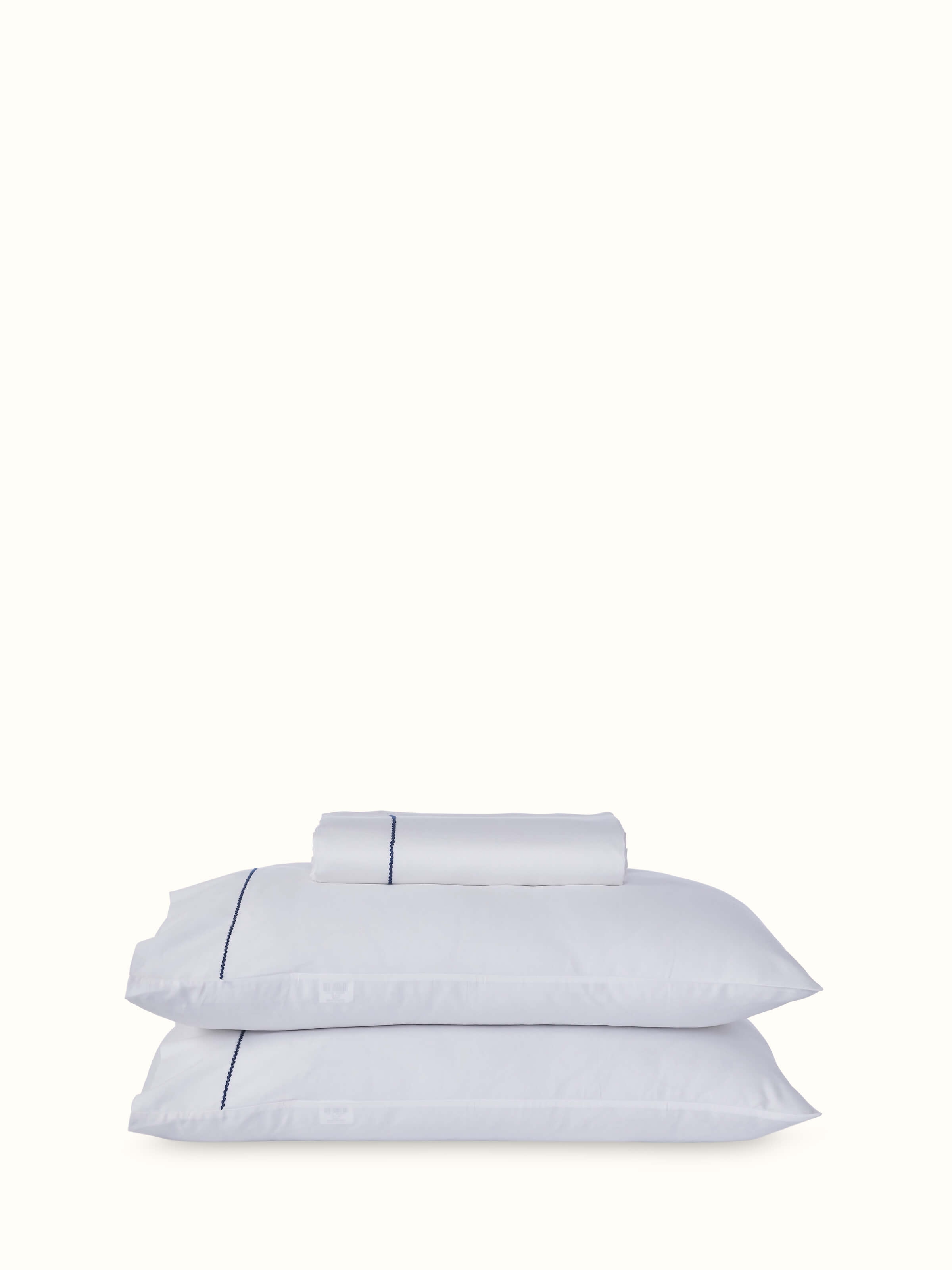 Full view of Shivranjini blue stripe cotton hand embroidered bedsheet king set (3 pcs), showing the complete set and design details.