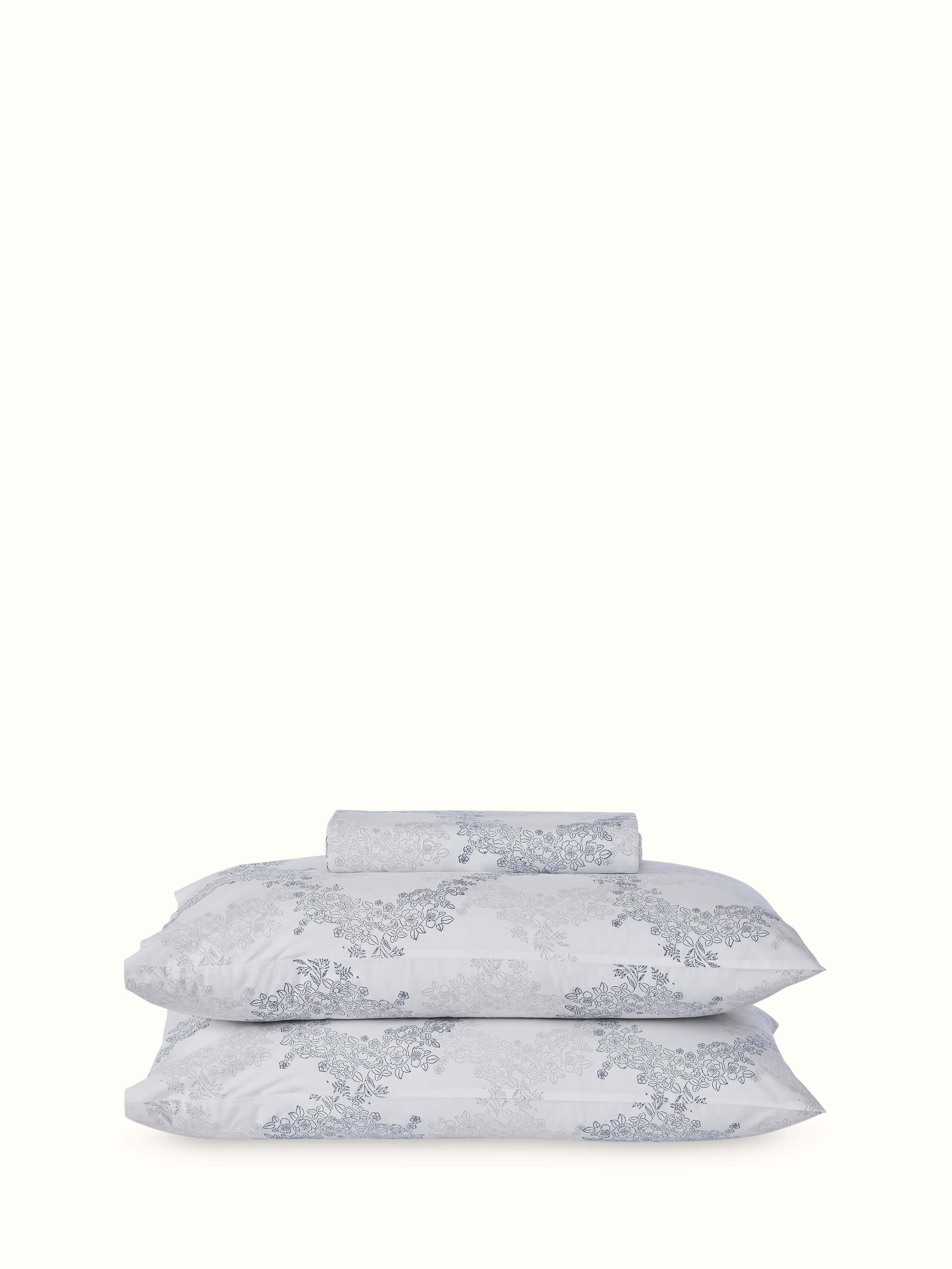 Full view of Shivranjini grey trellis cotton Sanganeri block printed king bedsheet set (3 pcs) showcasing the complete bedsheet and pillow covers