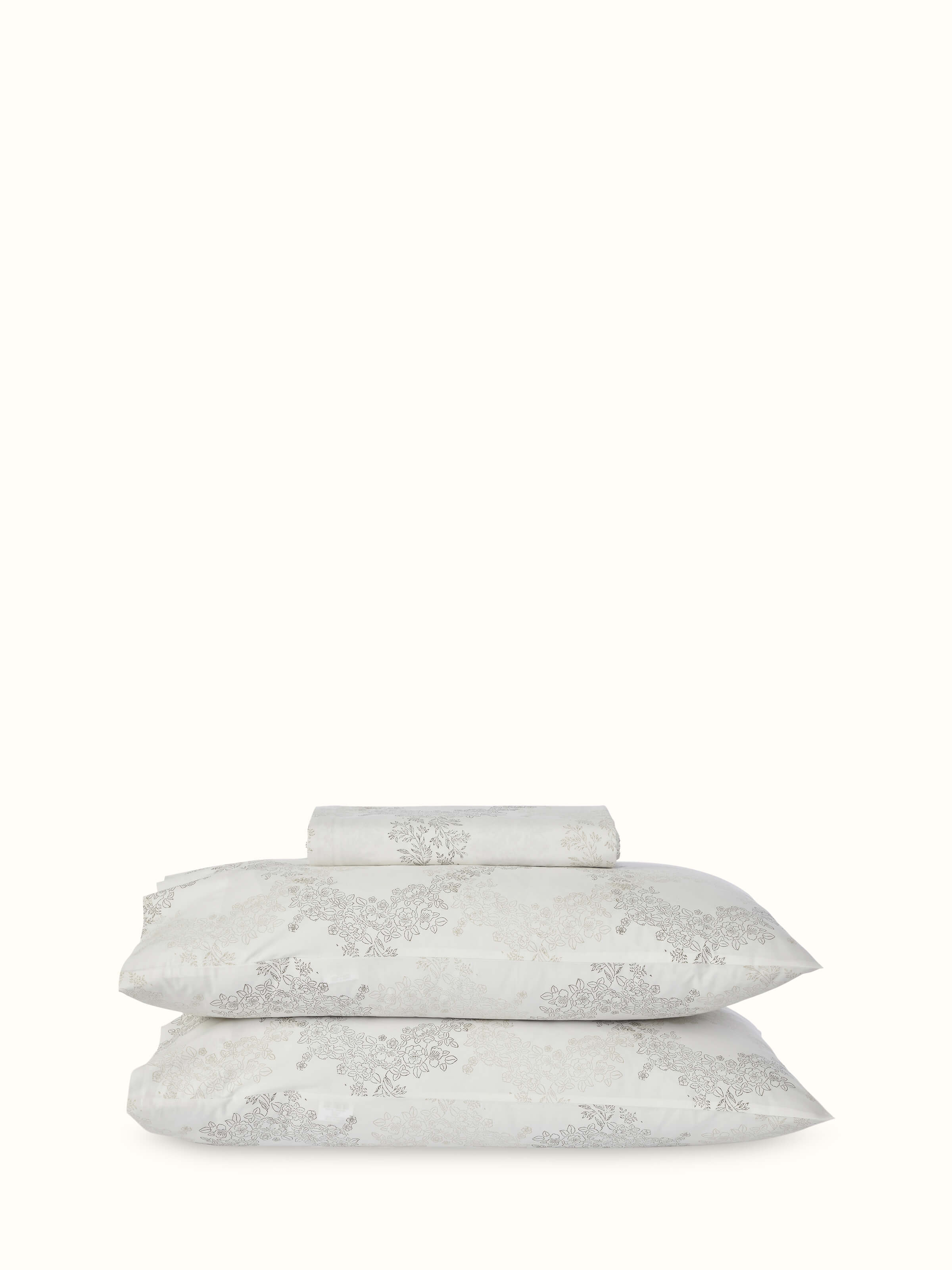 Full view of Shivranjini beige trellis cotton Sanganeri block printed king bedsheet set, showcasing design