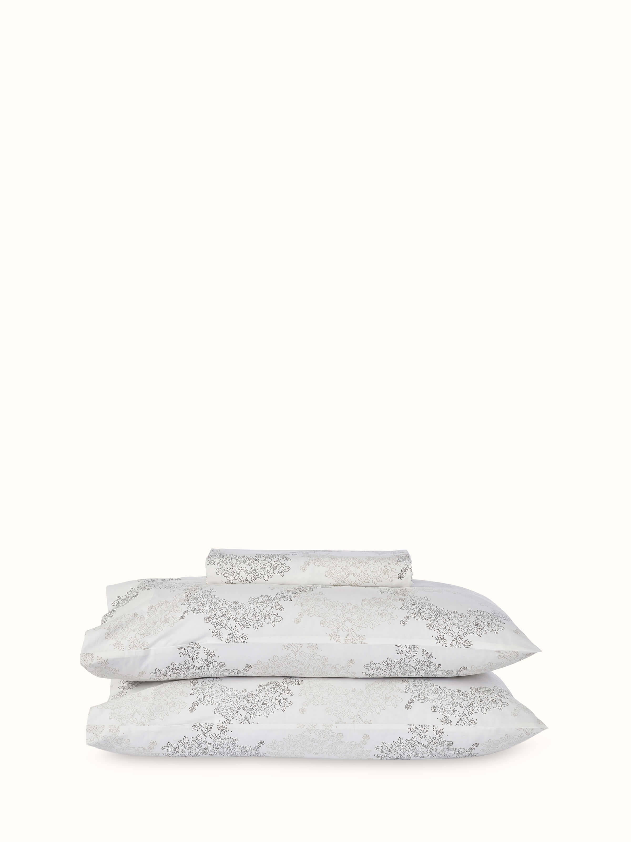 Full view of Shivranjini beige trellis cotton Sanganeri block printed queen bedsheet set (3 pcs) showcasing the trellis design and Sanganeri block print.