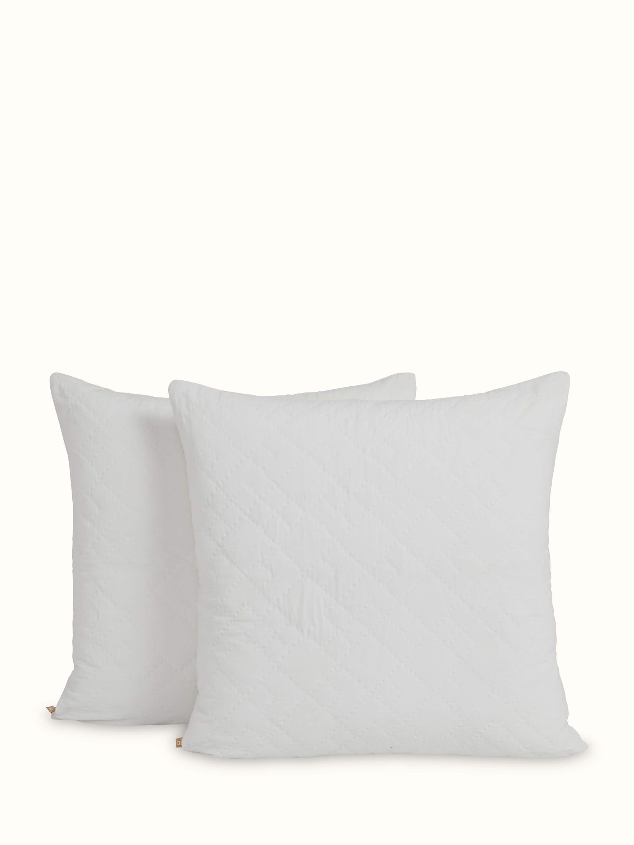 Detailed view of Shivranjini Ivory Textured Cotton Razai Embroidered Euro Shams (2 pcs) showing the intricate embroidery and ivory texture