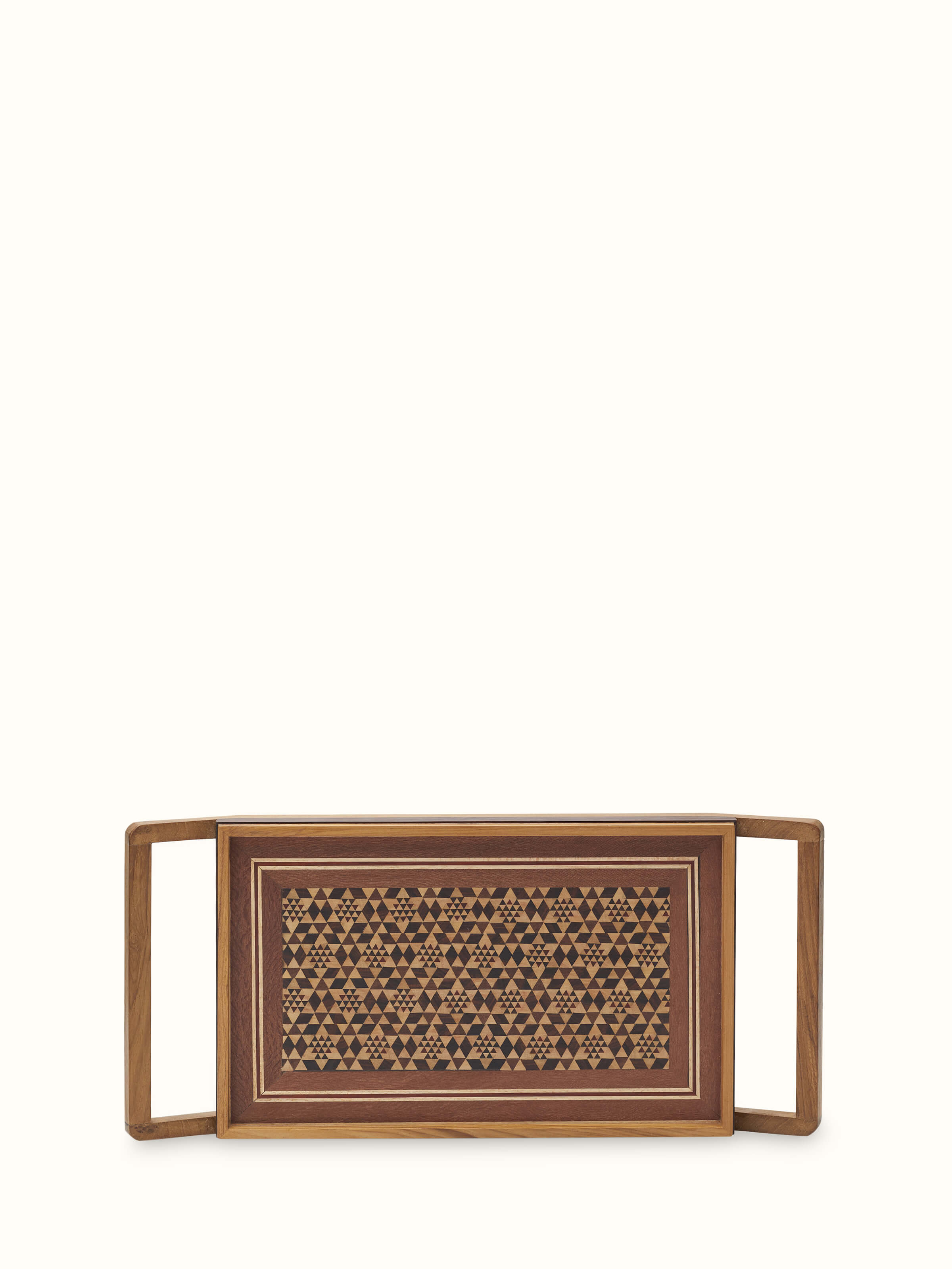 Marquetry wood and MDF serving tray with intricate design and elegant finish.