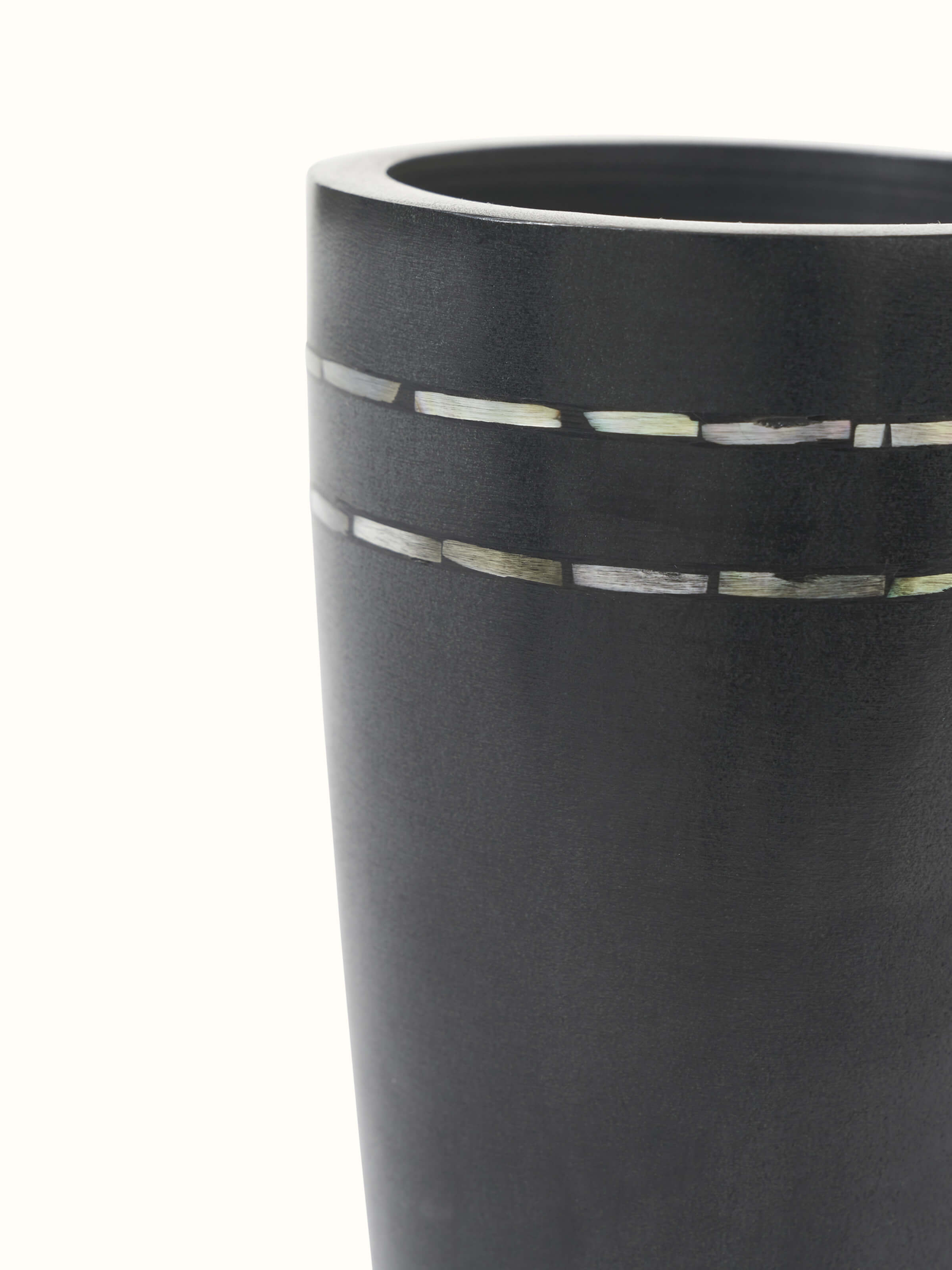 Top view of Carved Marble Stone Toothbrush Holder in Black Color displaying the opening