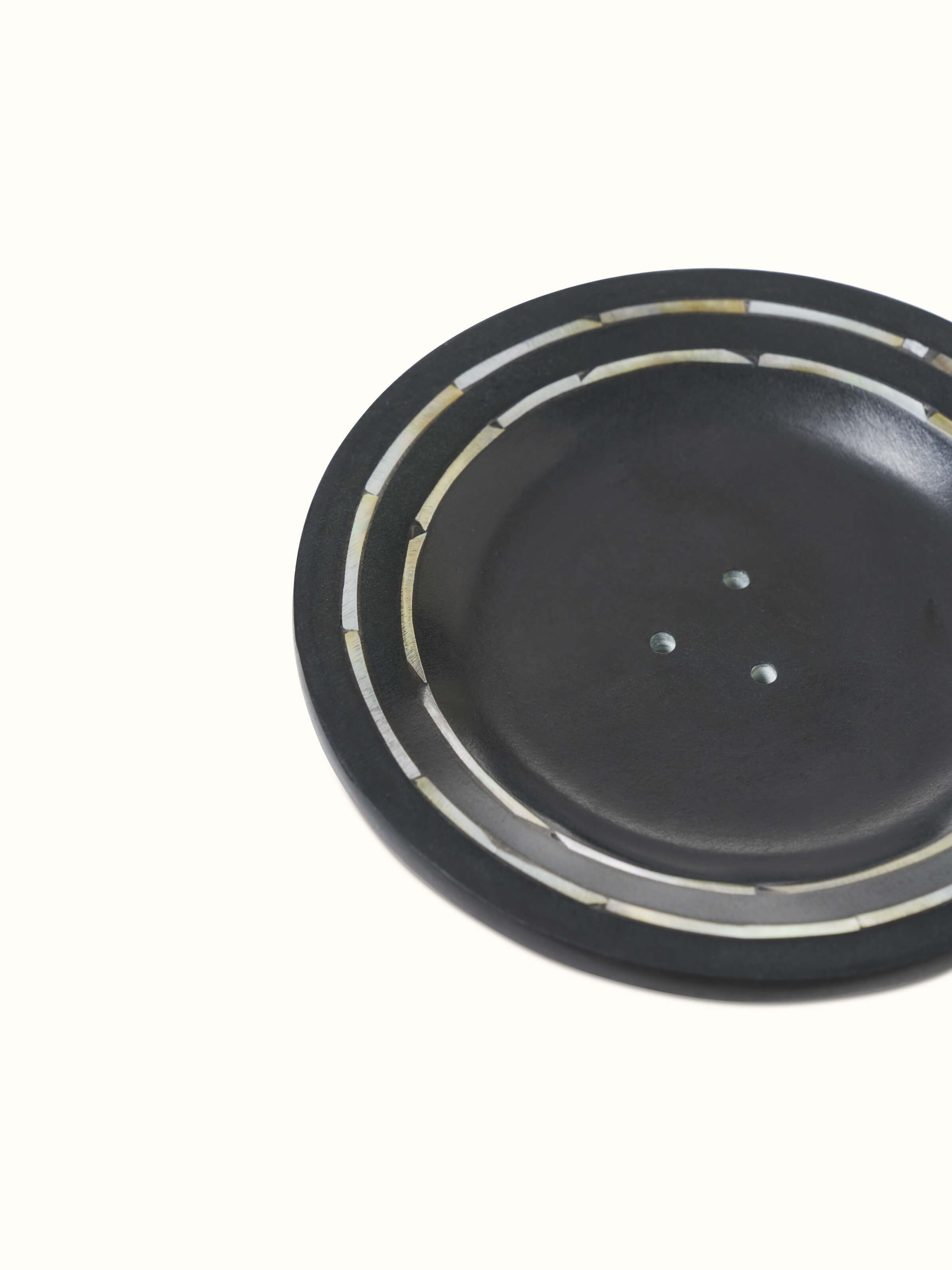 Another view of Carved Marble Stone Soap Dish in Black Color highlighting the overall design