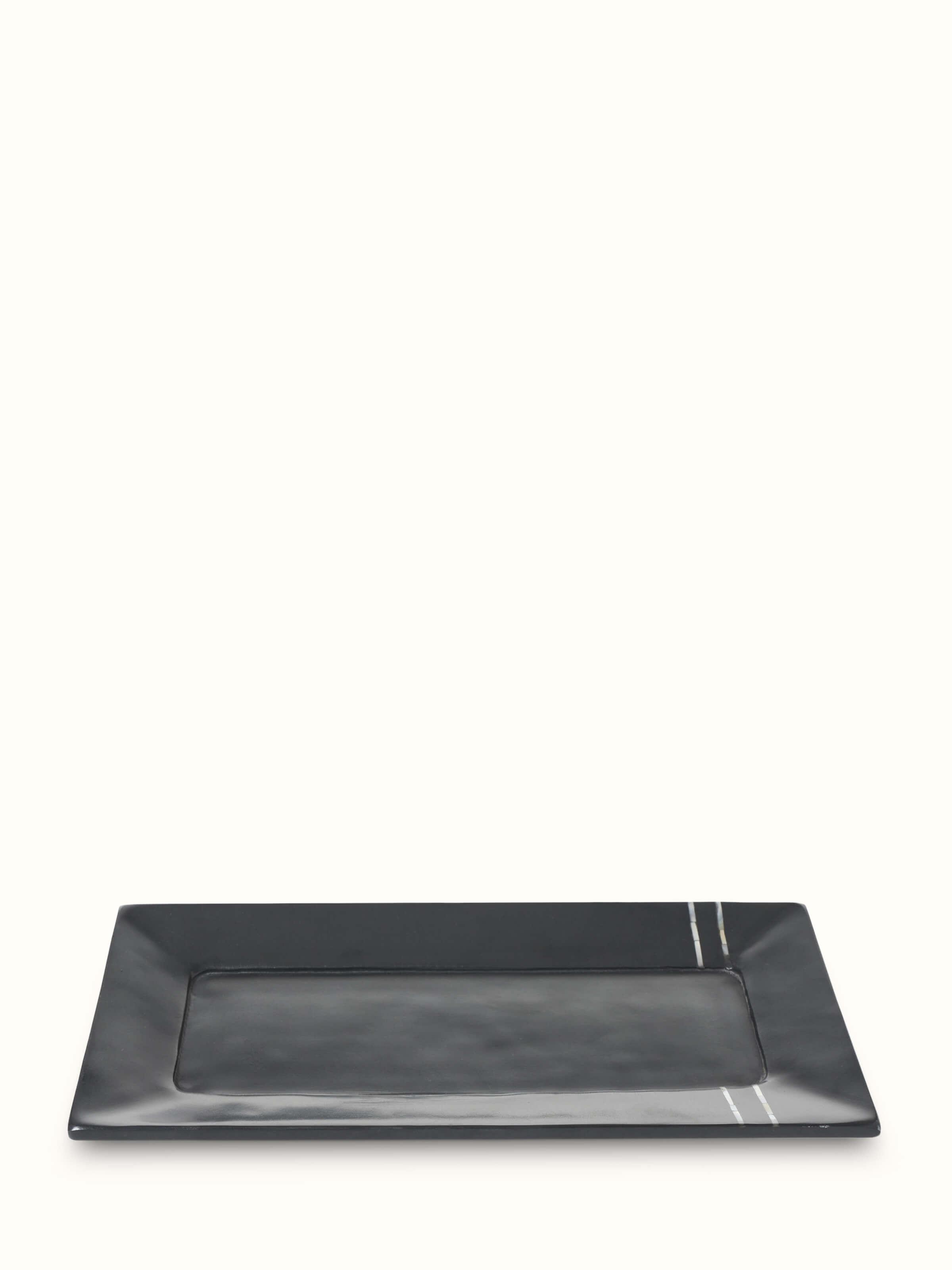 Front view of Carved marble stone bath tray in black color highlighting the elegant design and finish
