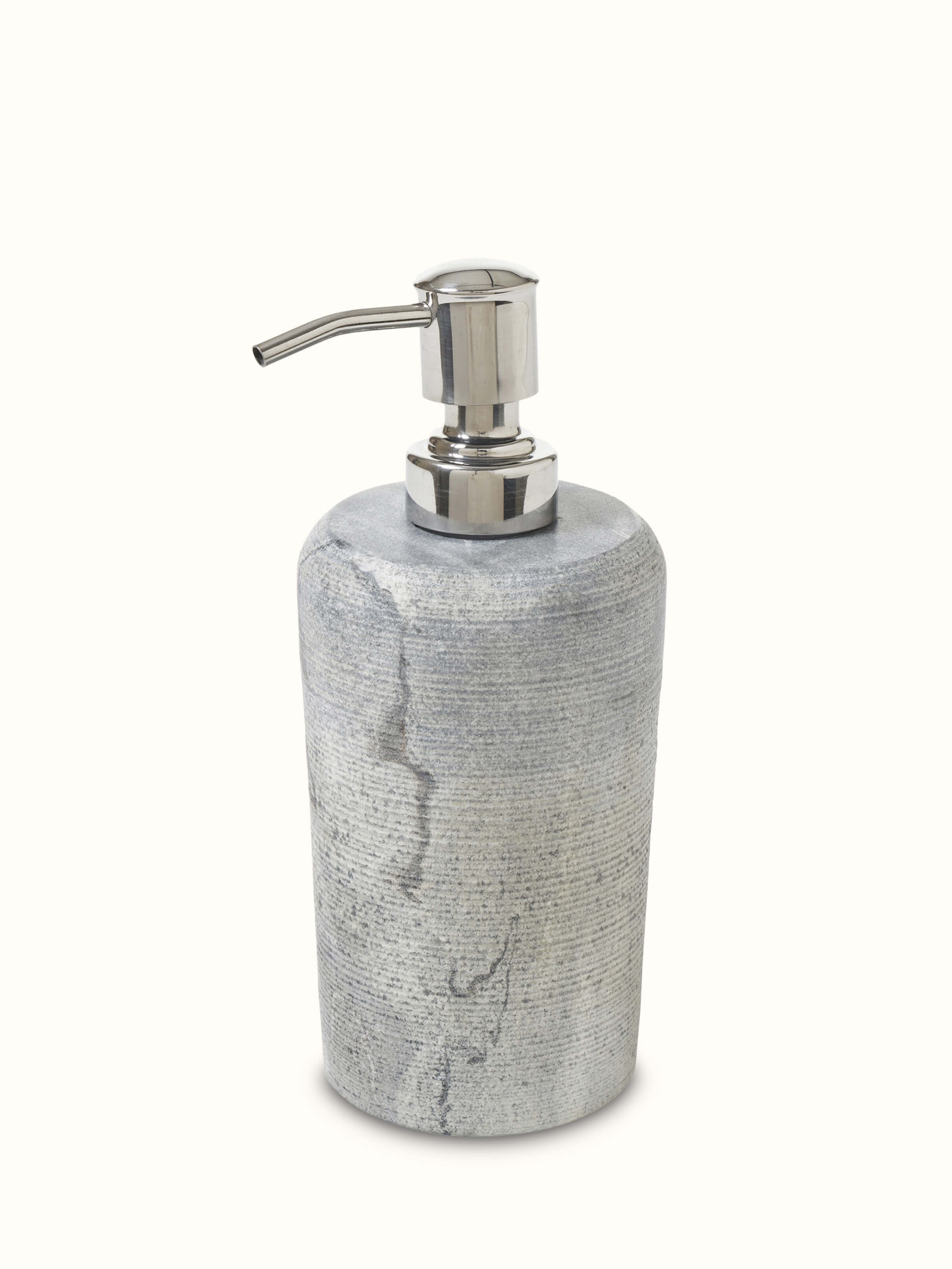 Alternate view of Carved Marble Soap Dispenser in grey color showcasing different angles and details.