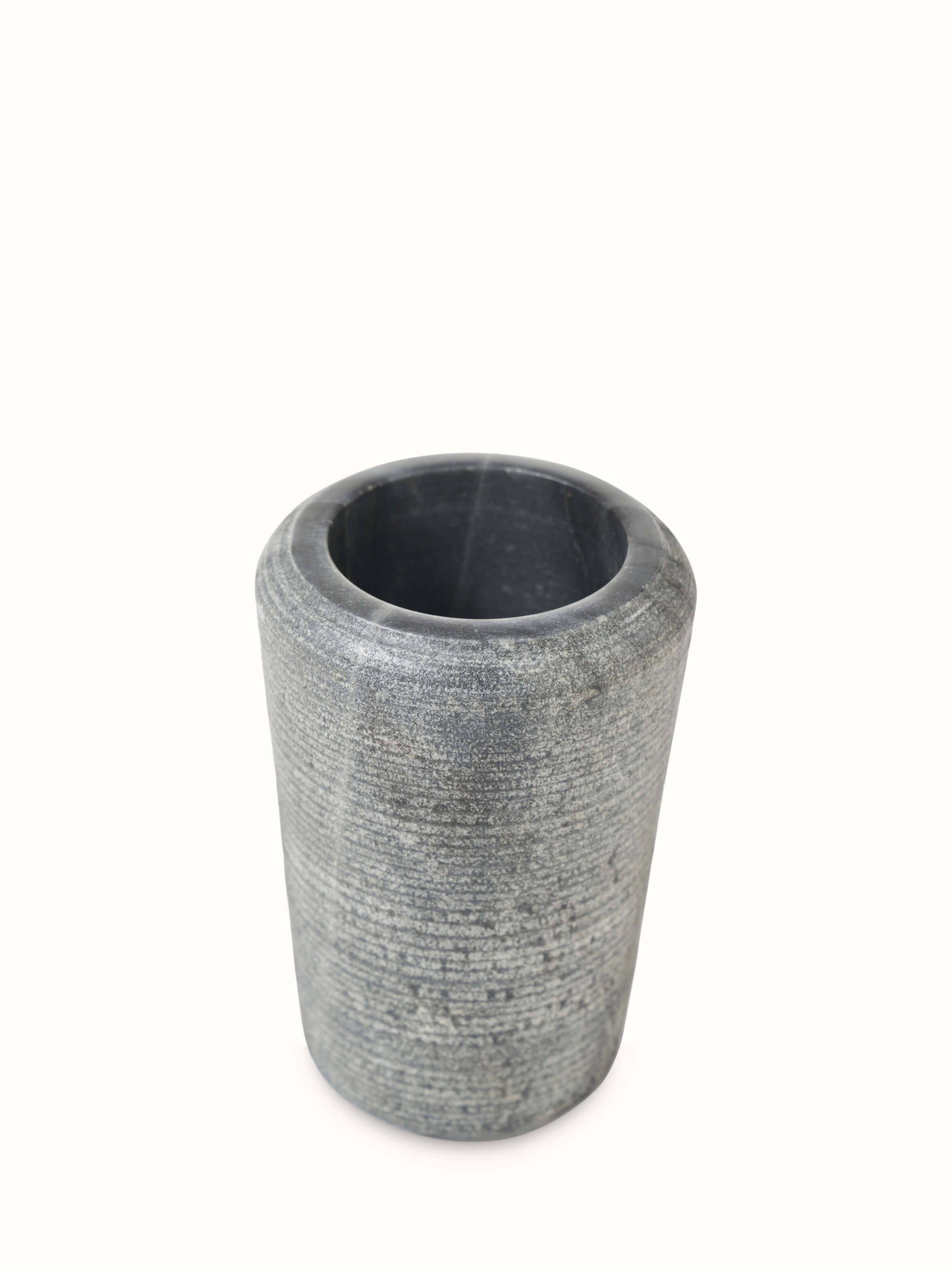 Close-up of Carved Marble Toothbrush Holder in Grey color focusing on the carving details