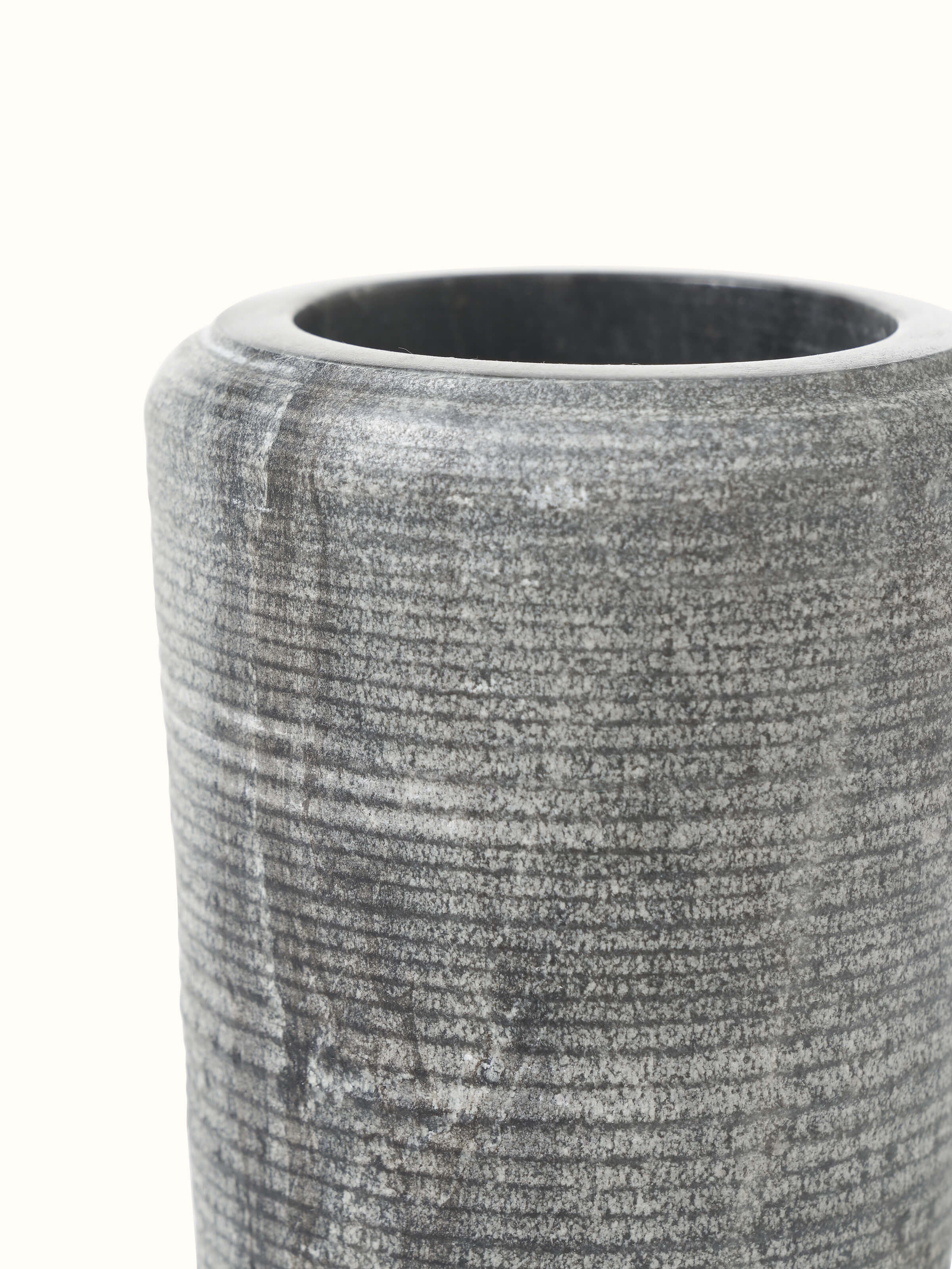 Detailed view of Carved Marble Toothbrush Holder in Grey color showcasing its quality