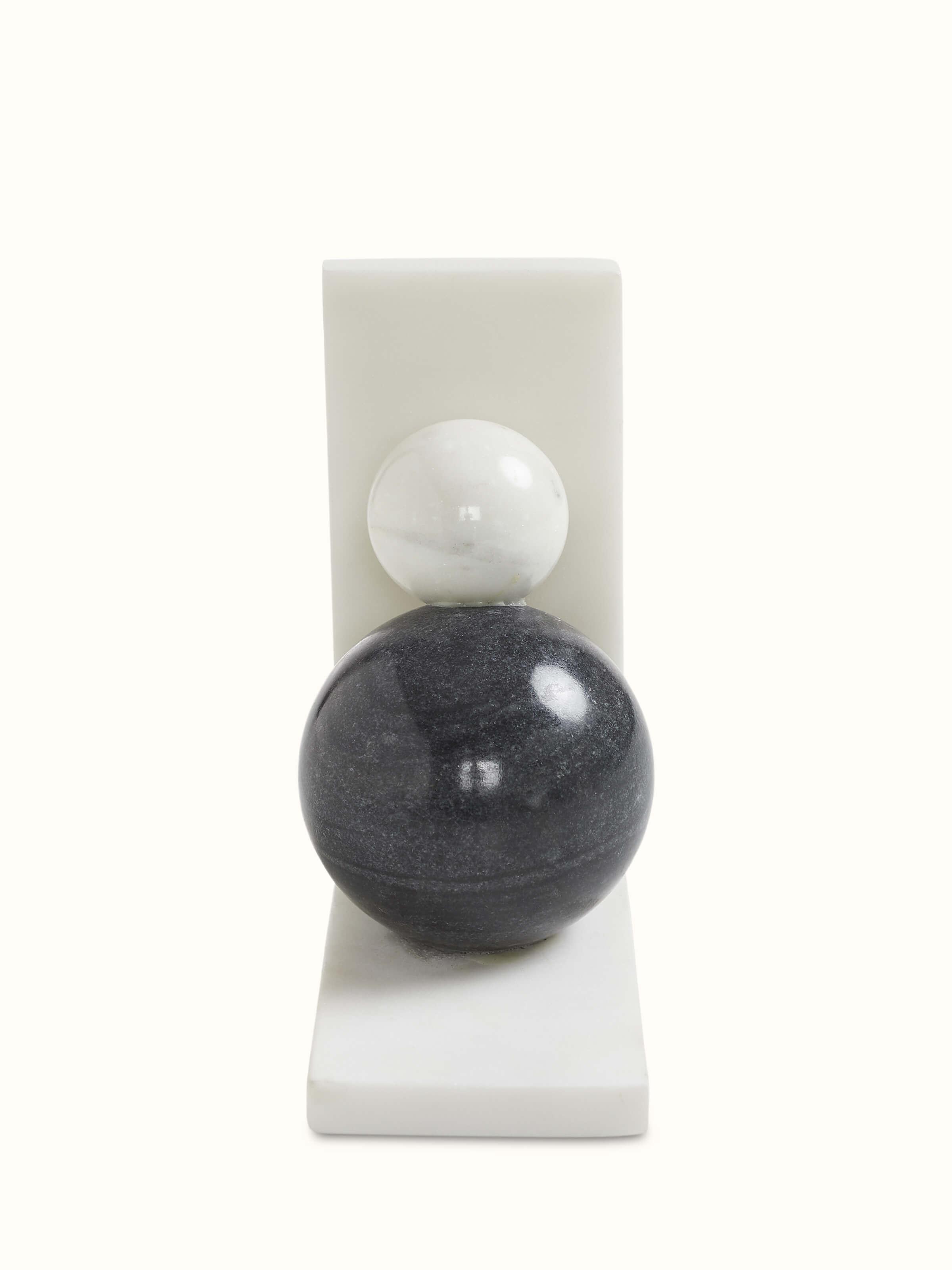Full view of carved marble bookend in white color displaying its elegant and versatile style