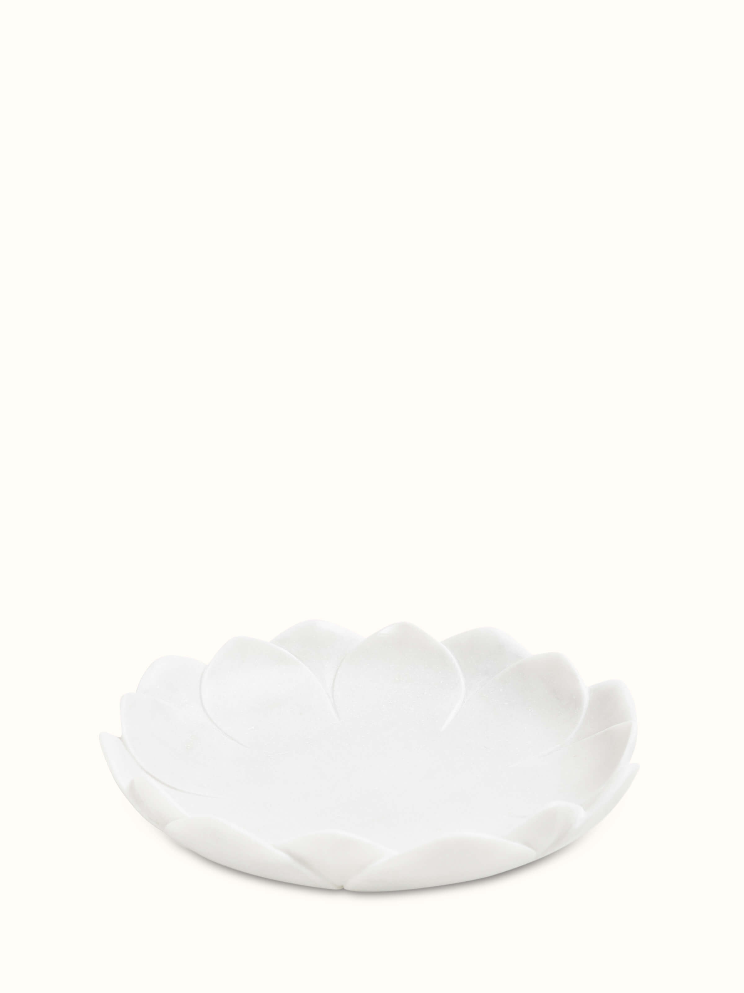 Front view of Flat Carved Marble Urli showcasing the marble carving and flat design.