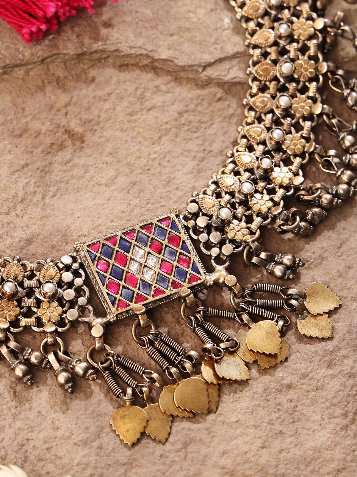 Close-up of Silver Smithing Collar Necklace showing refined craftsmanship by Swadesh