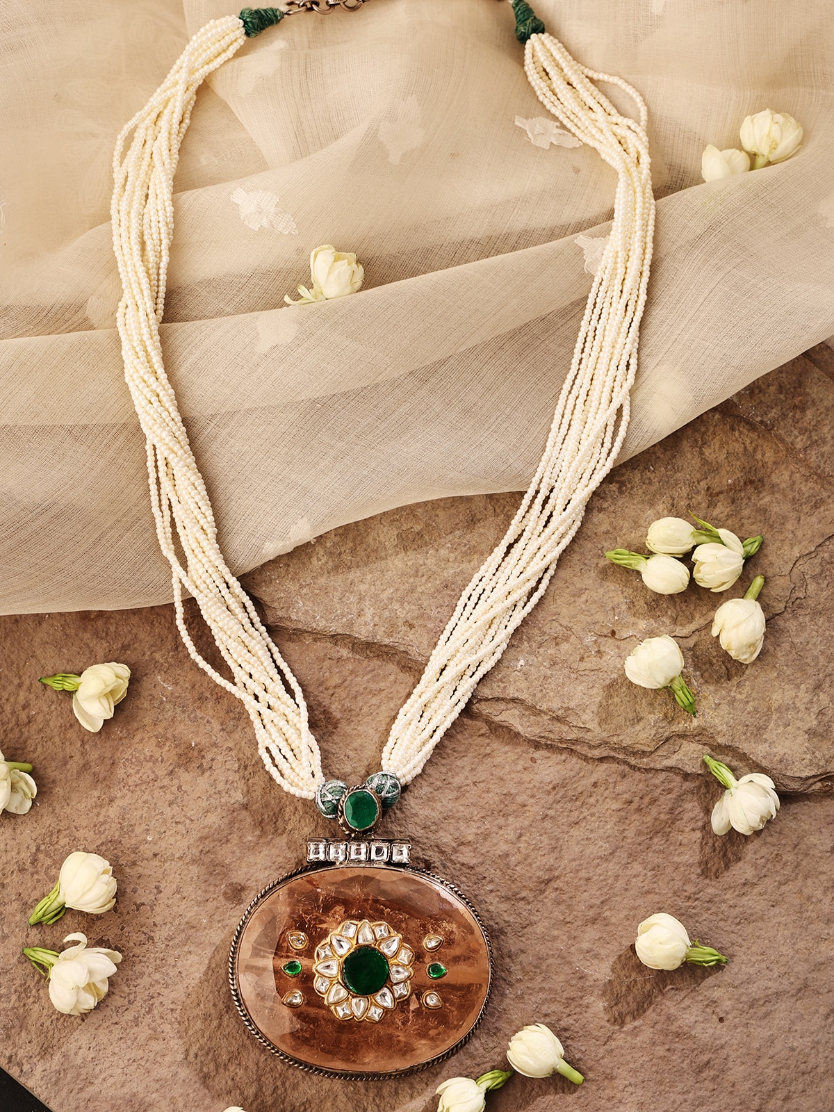 Detailed view of Silver Smithing Long Necklace featuring intricate craftsmanship by Swadesh