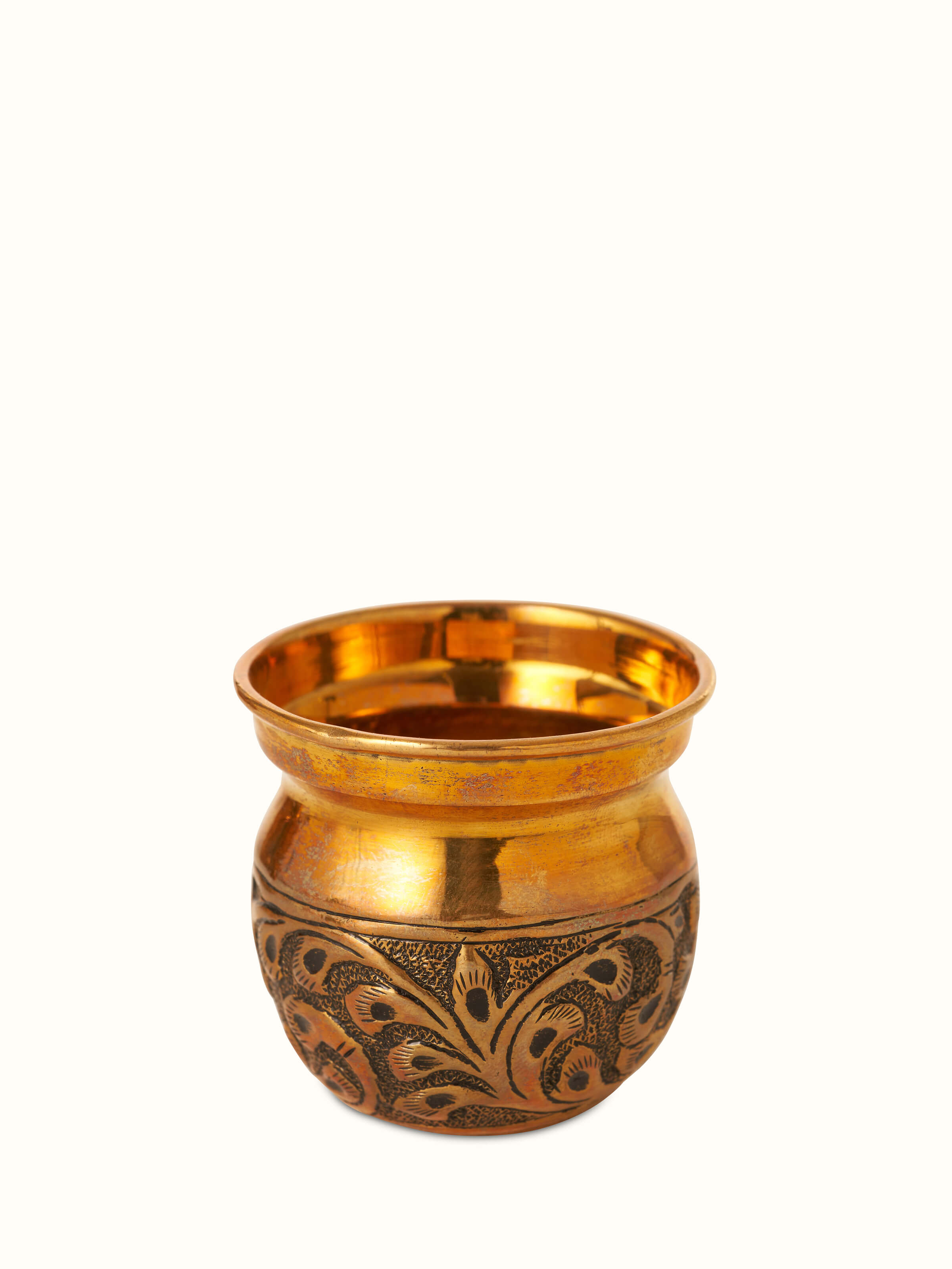 Full view of Polished brass Gajanan pooja thali showcasing overall design and quality of craftsmanship.