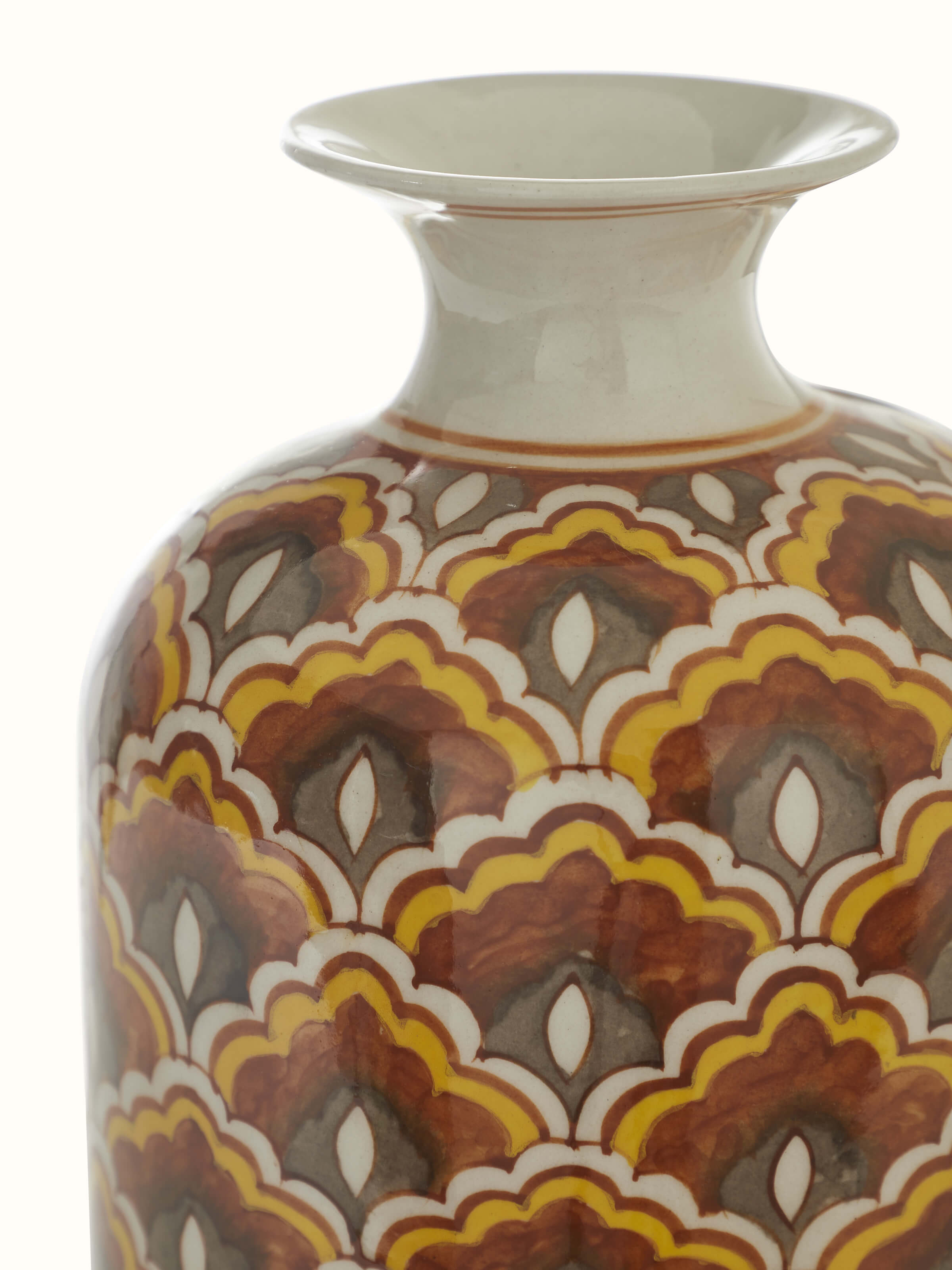 Close-up view of Blue Pottery Ceramic Floor Vase in Brown Color, focusing on the texture and color details