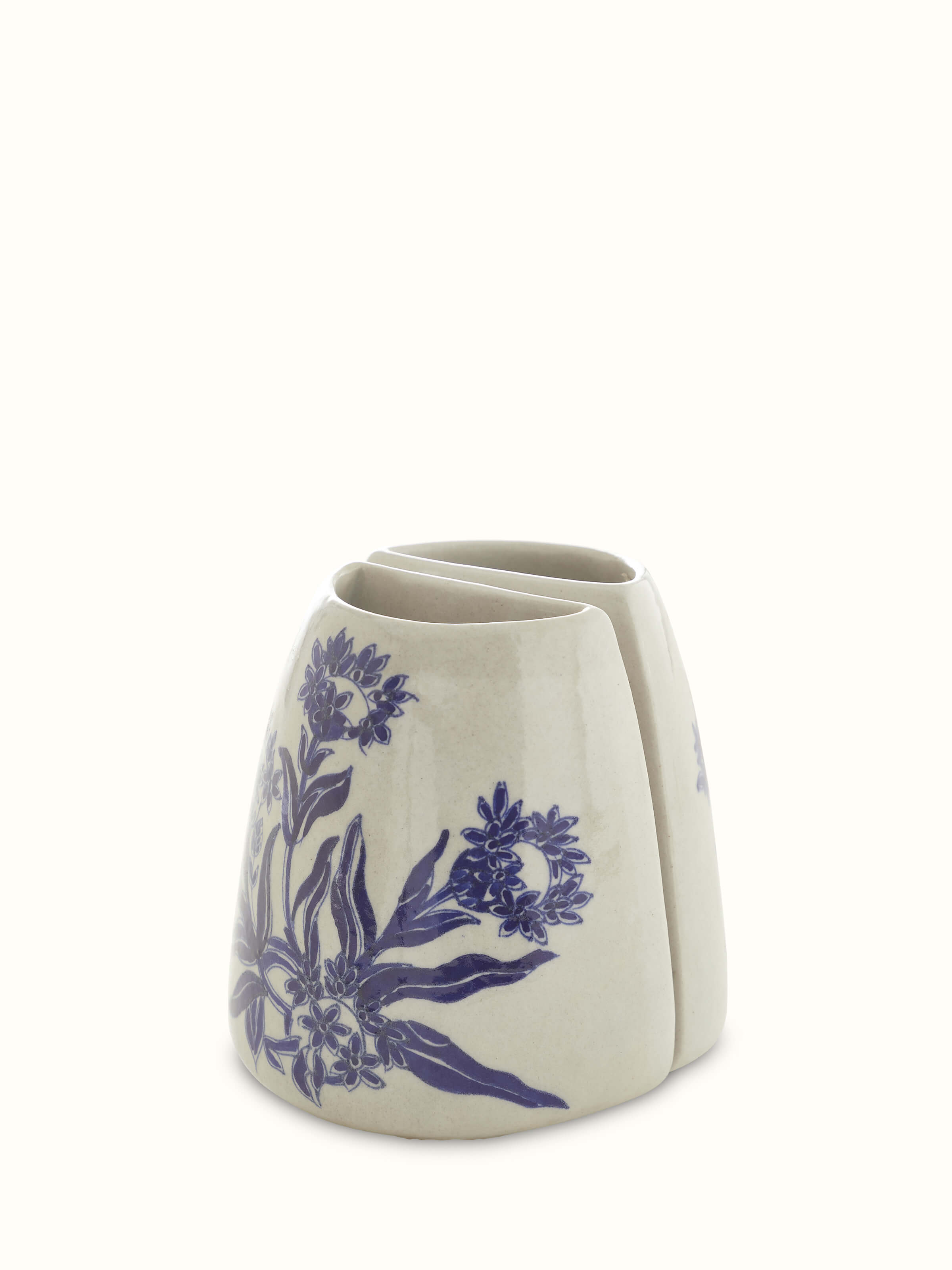 Detailed view of Blue Pottery Ceramic Floral Table Vases with elegant designs