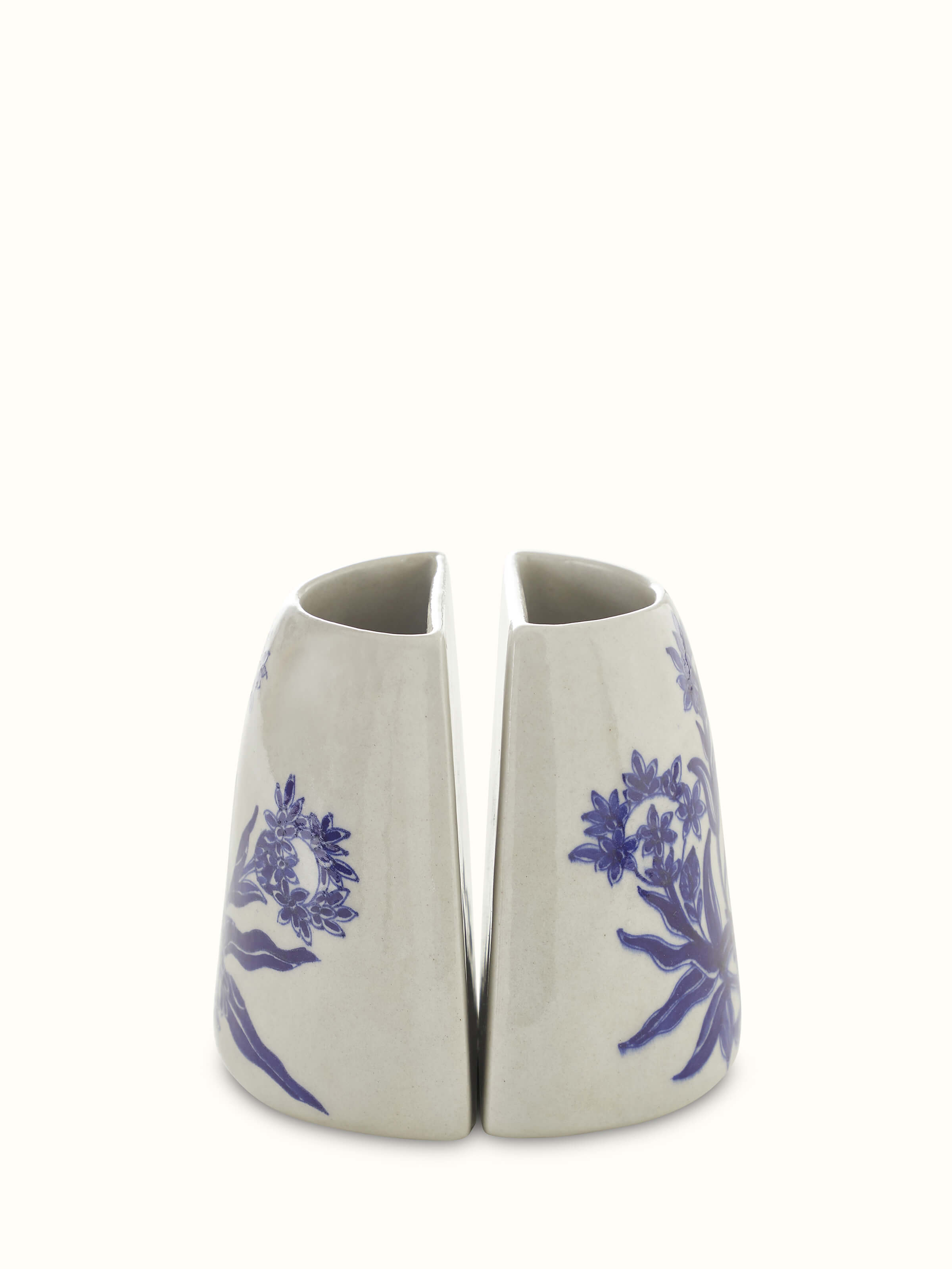 Side view of Blue Pottery Ceramic Floral Table Vases highlighting artistic craftsmanship