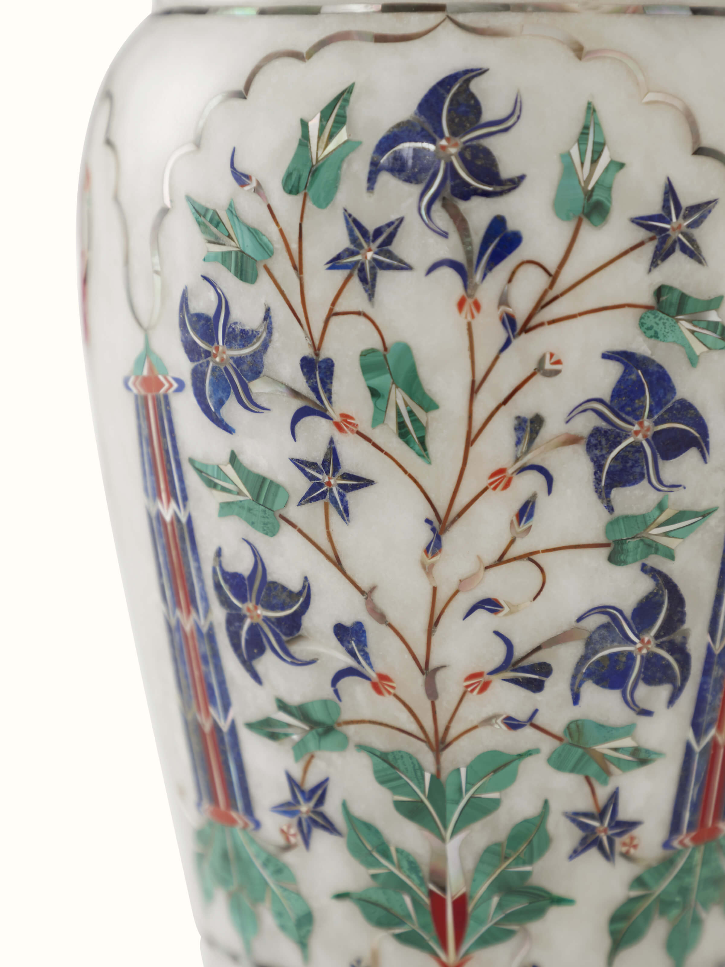 Top view of Transitional pacchikari marble table vase showcasing elegant design