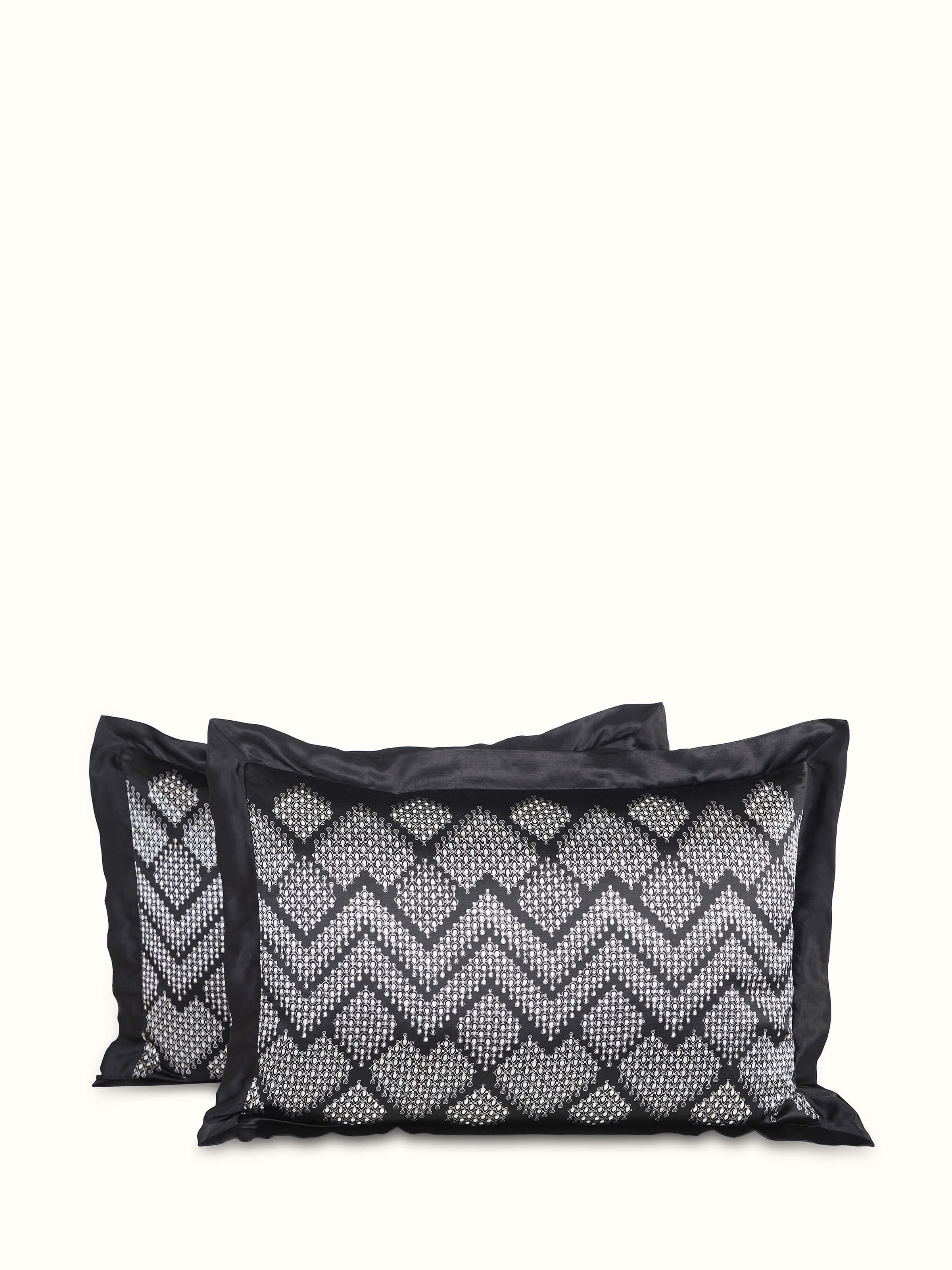 Rambagh geometric viscose cotton blend Sanganeri block printed double bedspread set, folded to show fabric texture.