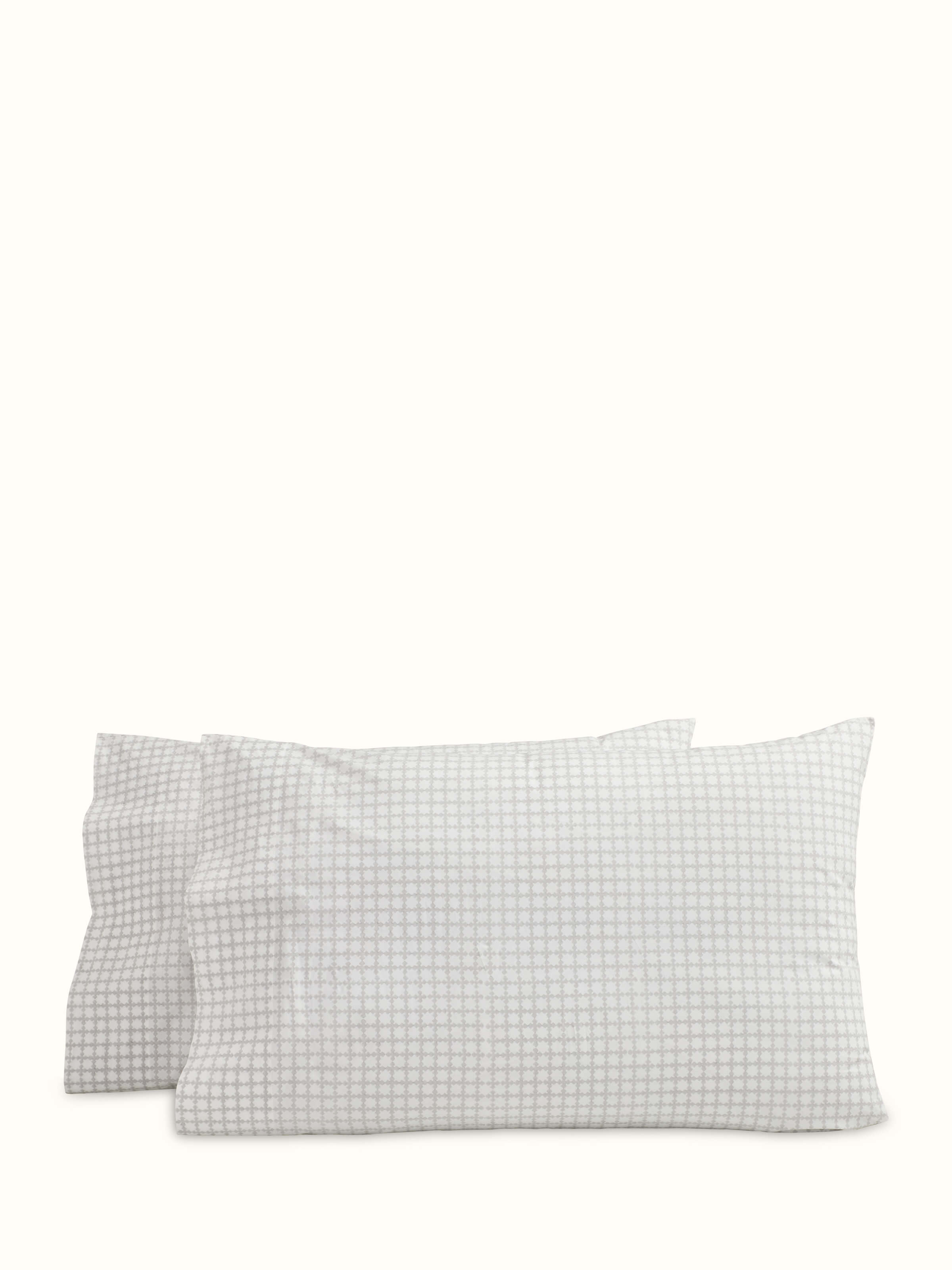 Pratidin grey grid cotton Sanganeri block printed king fitted bedsheet set, showcasing a detailed grid pattern