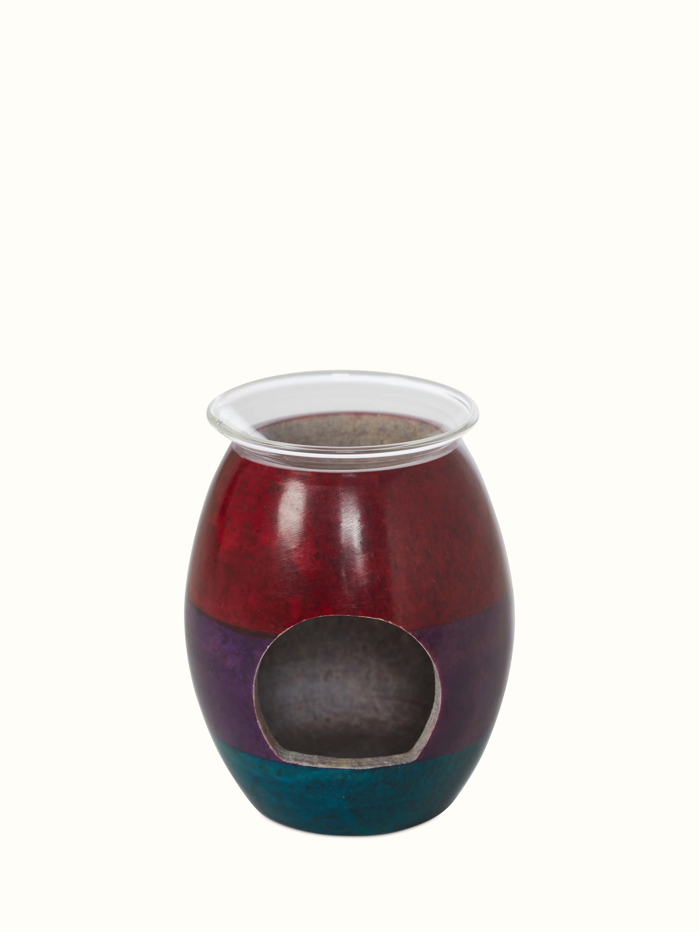 Front view of Carved stone diffuser in multicolor showcasing intricate carvings