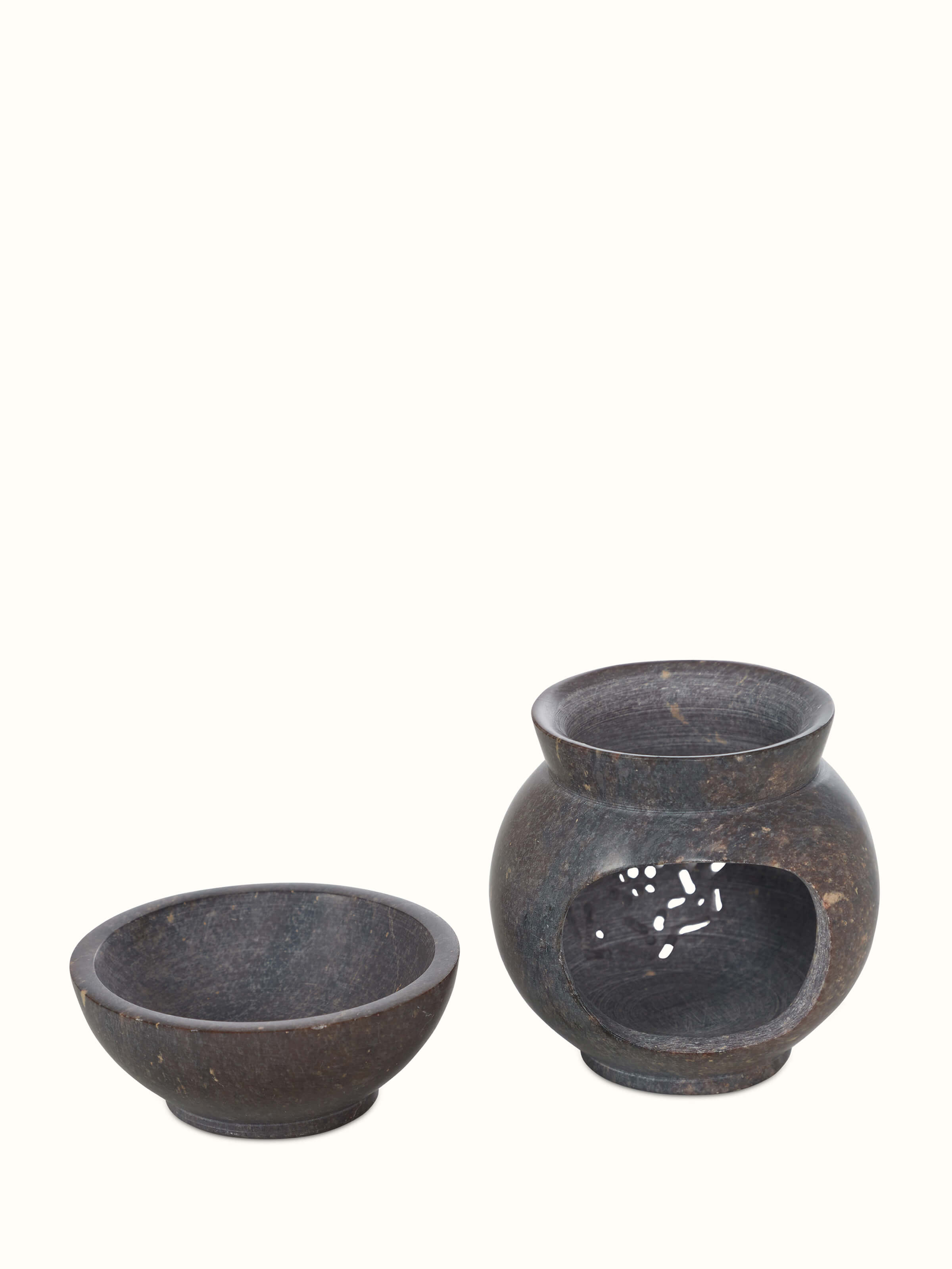 Front view of Polished carved stone diffuser