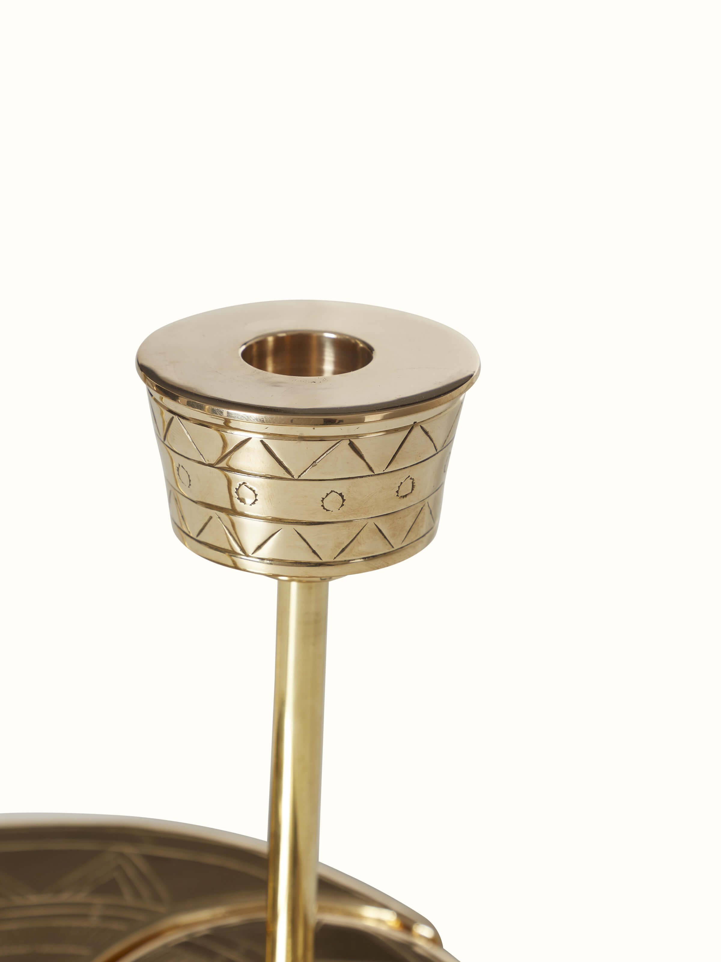 Side view of grey brass candle stands (2 pcs), showing the sturdy base and elegant design.
