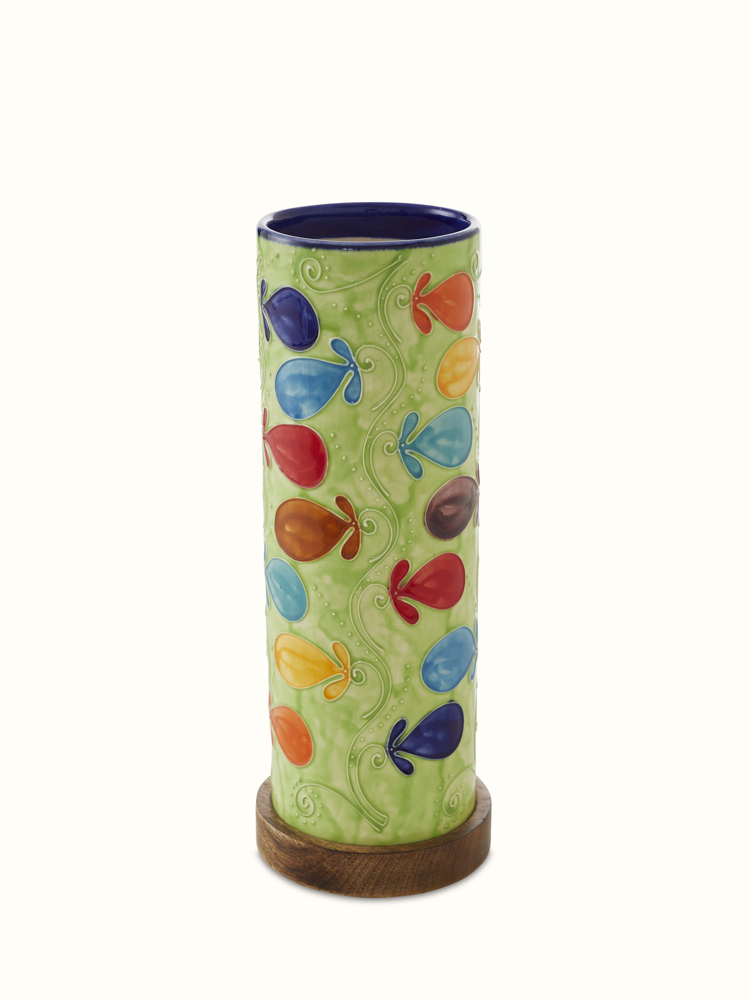 Front view of Natural Khurja Pottery Ceramic Table Vase, featuring traditional Khurja pottery design and natural colors