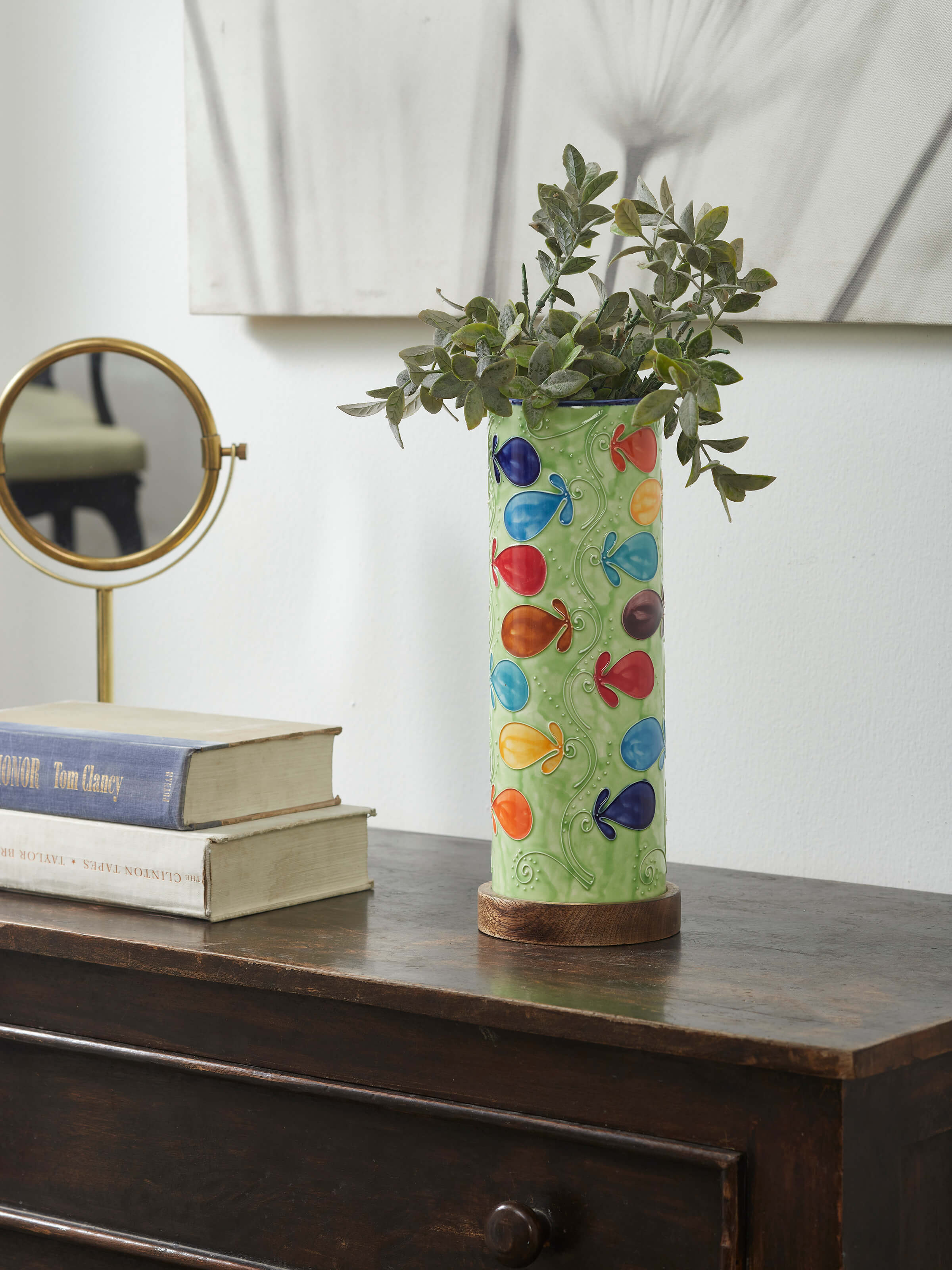 Side view of Natural Khurja Pottery Ceramic Table Vase, highlighting the craftsmanship and pottery detailing