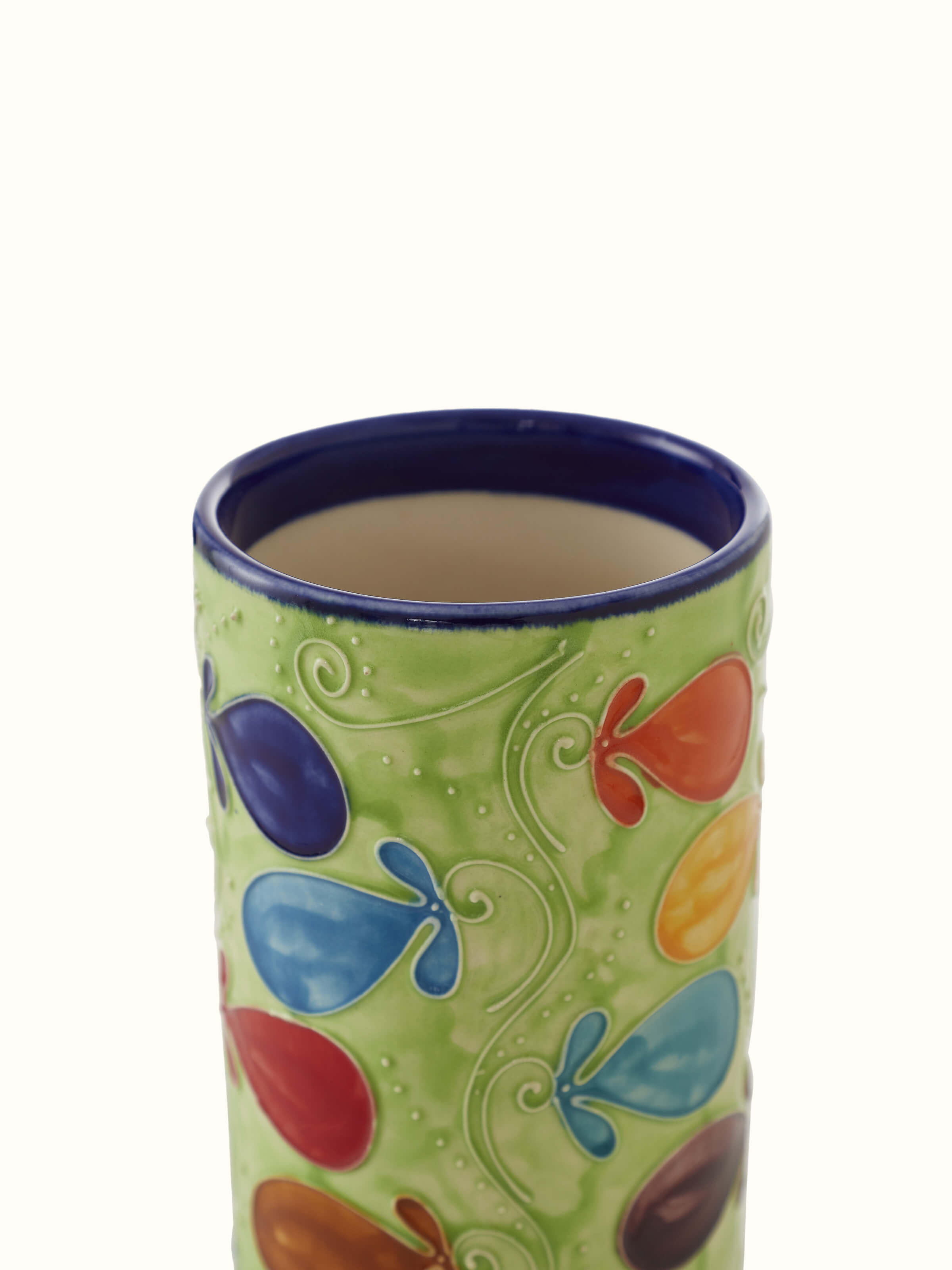 Close-up of Natural Khurja Pottery Ceramic Table Vase, showcasing the intricate patterns and ceramic texture