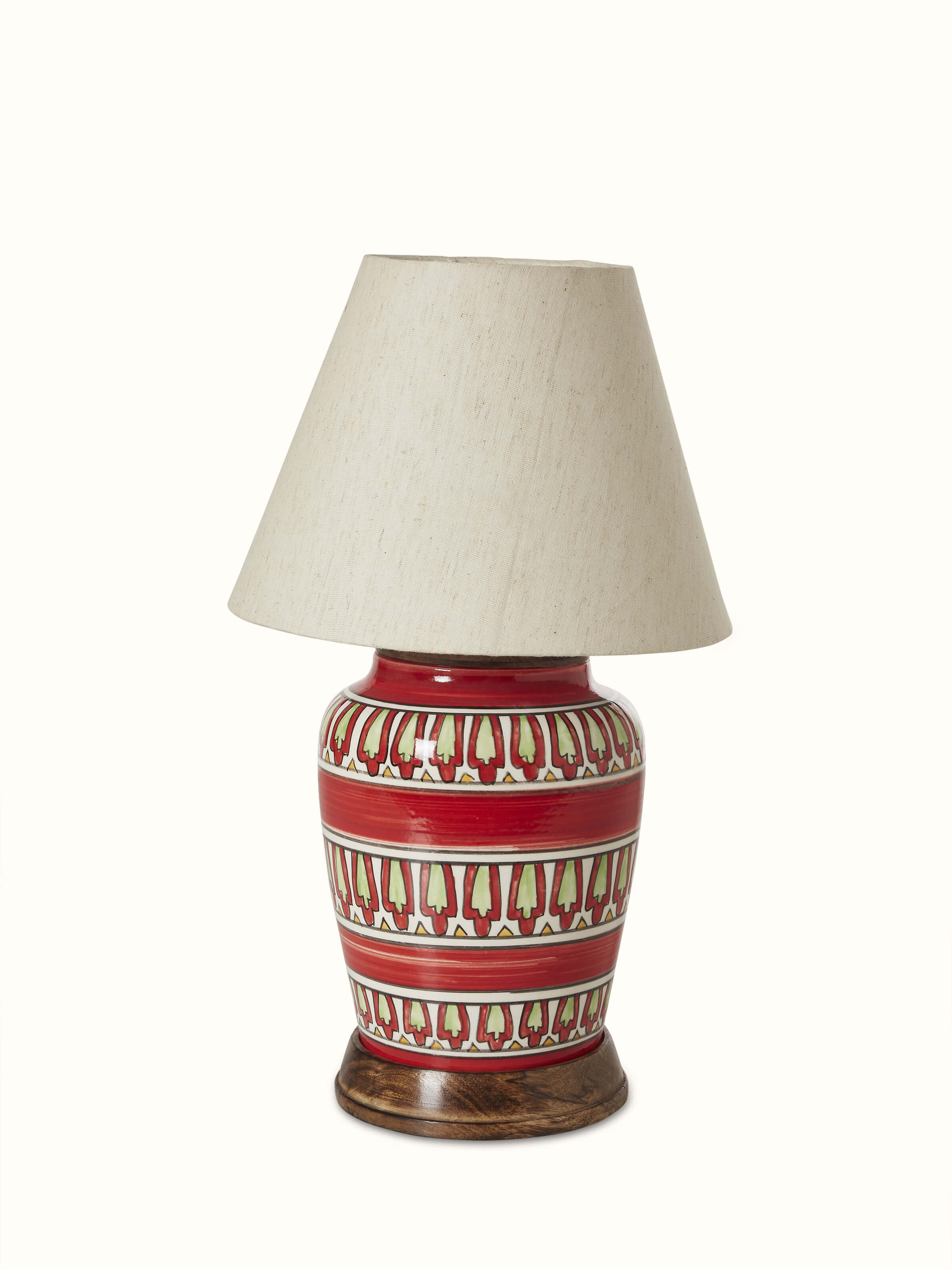 Front view of Khurja Pottery Ceramic Table Lamp in small size showcasing the ceramic design and craftsmanship.