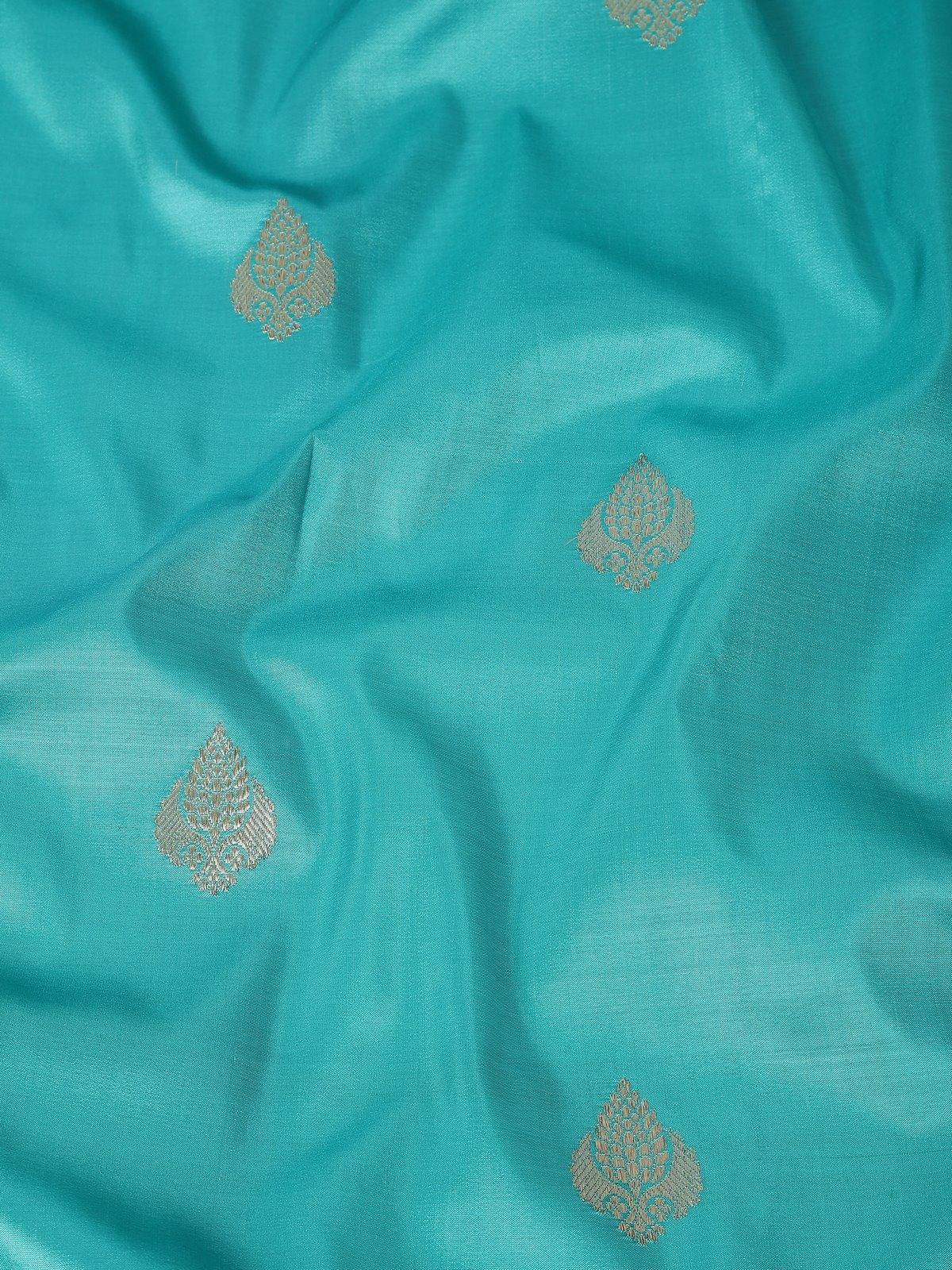Detail shot of Blue Silk Banarasi Dupatta focusing on fine zari weaving and luxurious fabric.