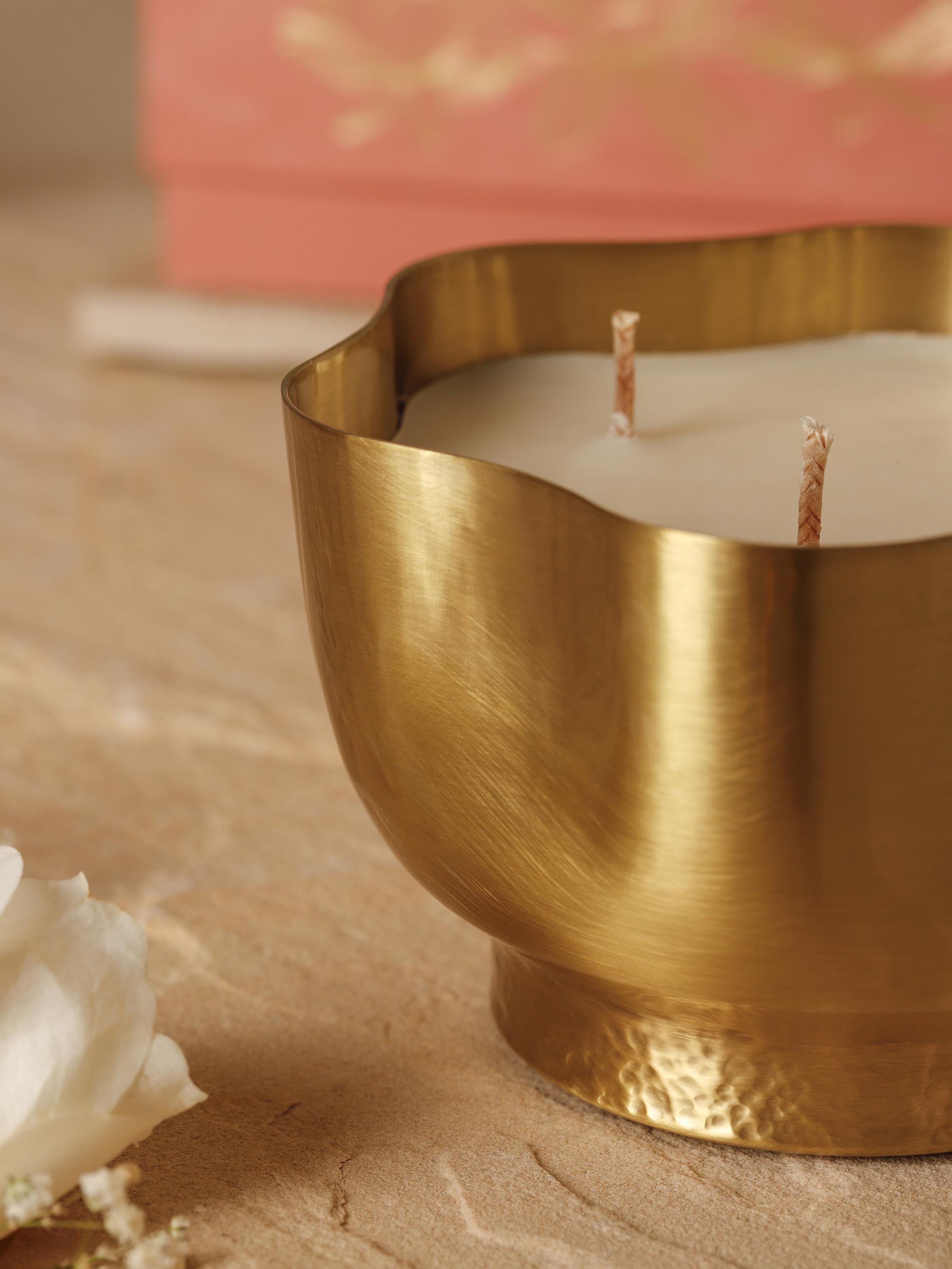 Close-up of Leher Brass Candle focusing on the detailed design and high-quality brass material.