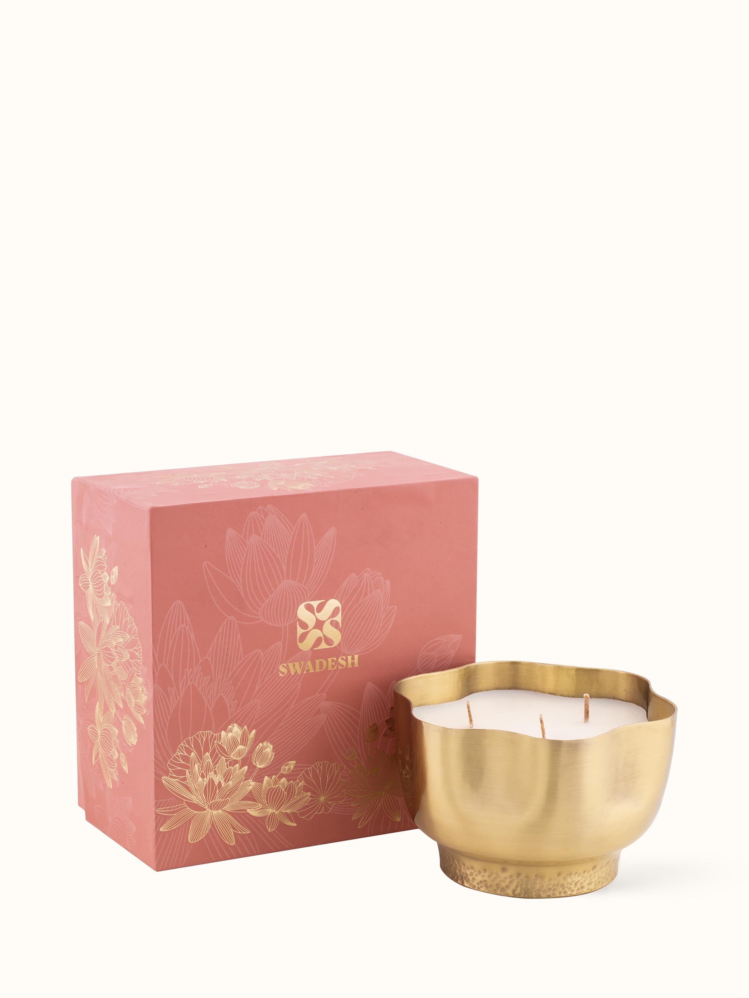 Detailed view of Leher Brass Candle showing the elegant brass finish and design.